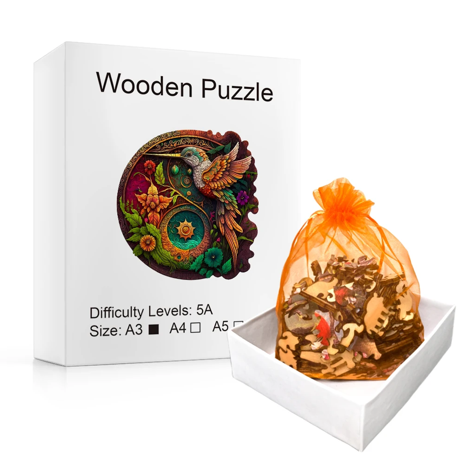 PUZZLE DREWNIANE PTKA KOLIBER UKŁADANKA DLA DZIECI I DOROSŁYCH