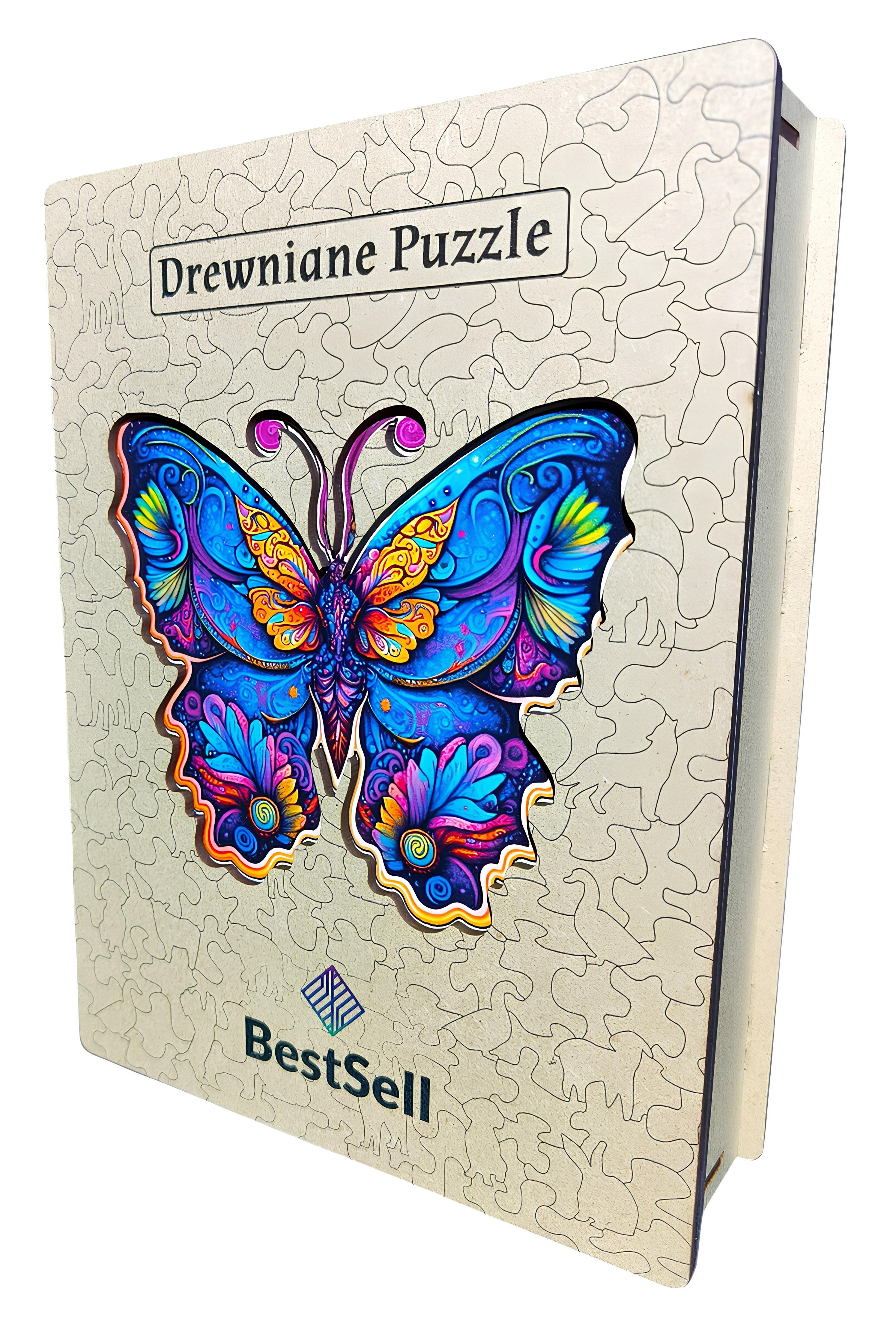 DREWNIANE PUZZLE BESTSELL NIEBIESKI MOTYL - MOTYLEK Z PUZZLI UKŁADANKA DLA DZIECI I DOROSŁYCH NA PREZENT