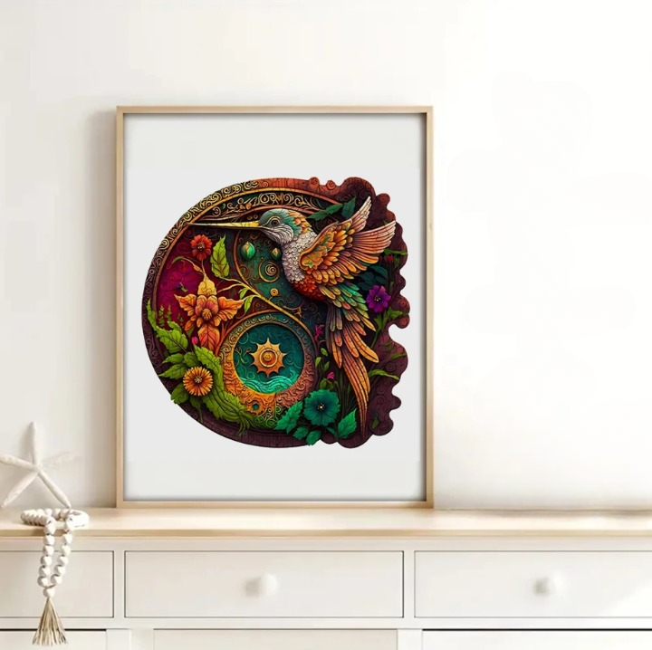 PUZZLE DREWNIANE PTKA KOLIBER UKŁADANKA DLA DZIECI I DOROSŁYCH