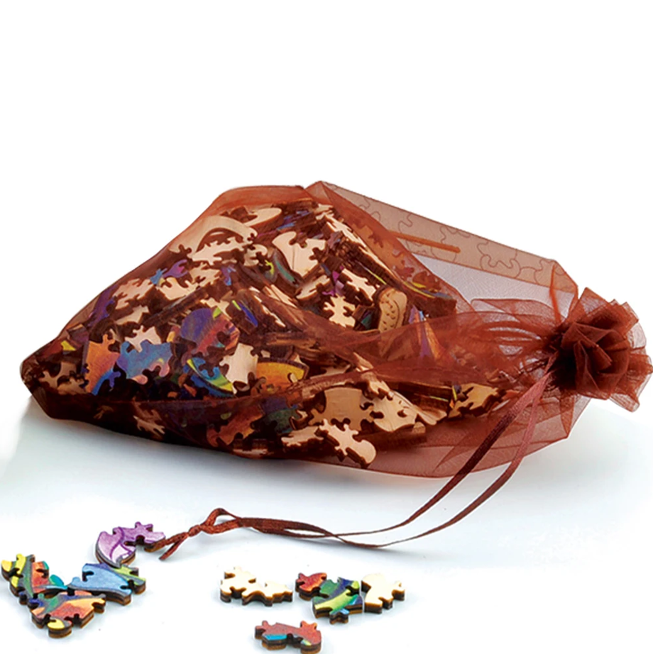 PUZZLE DREWNIANE KOT W PŁOMIENIACH - KREATYWNA UKŁADANKA DLA DZIECI I DOROSŁYCH