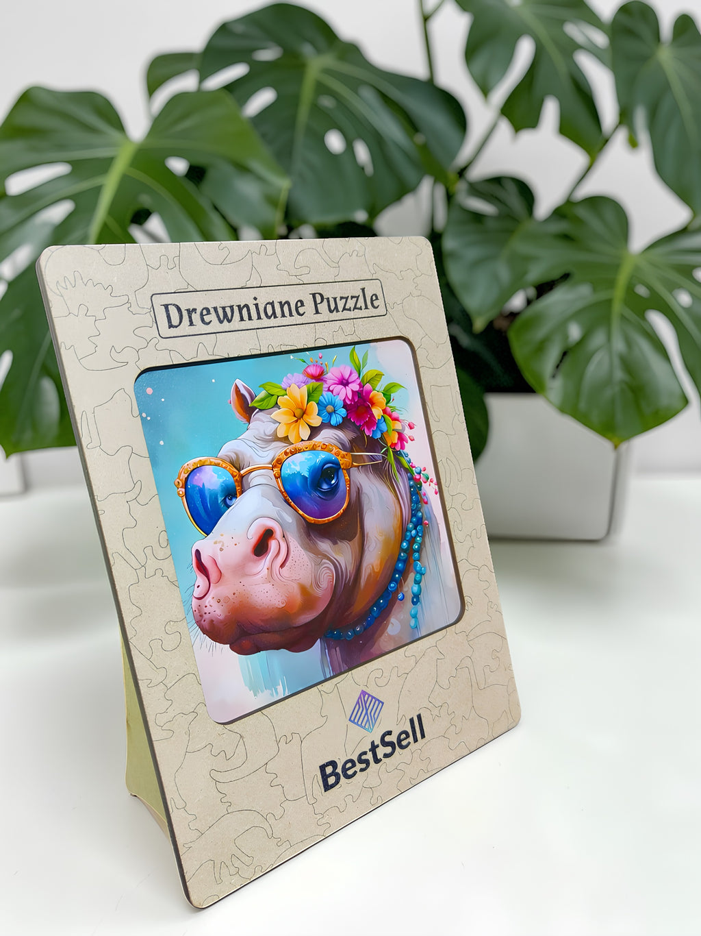 Puzzle Drewniane BestSell Hipis Hipopotam