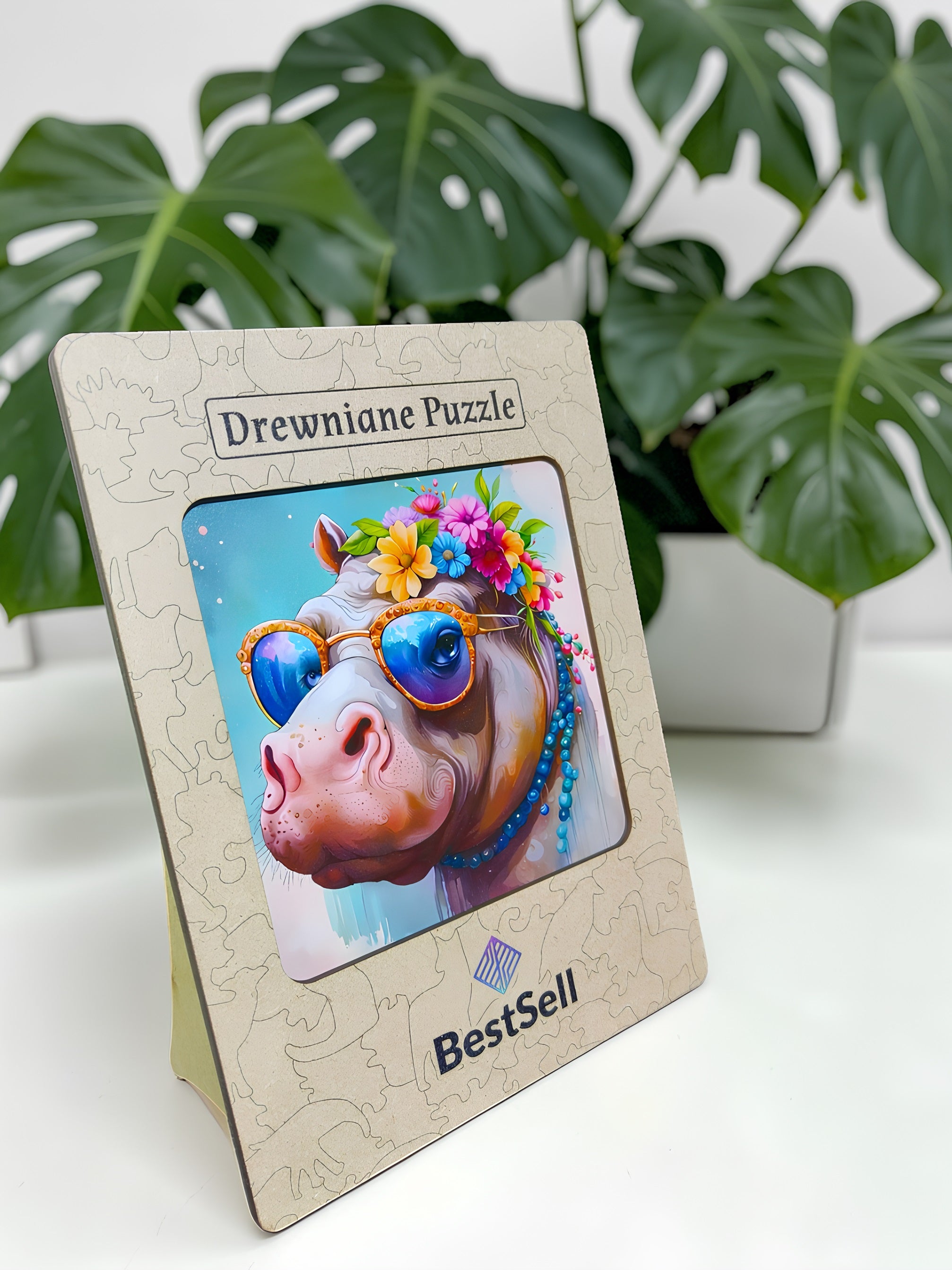 Puzzle Drewniane BestSell Hipis Hipopotam