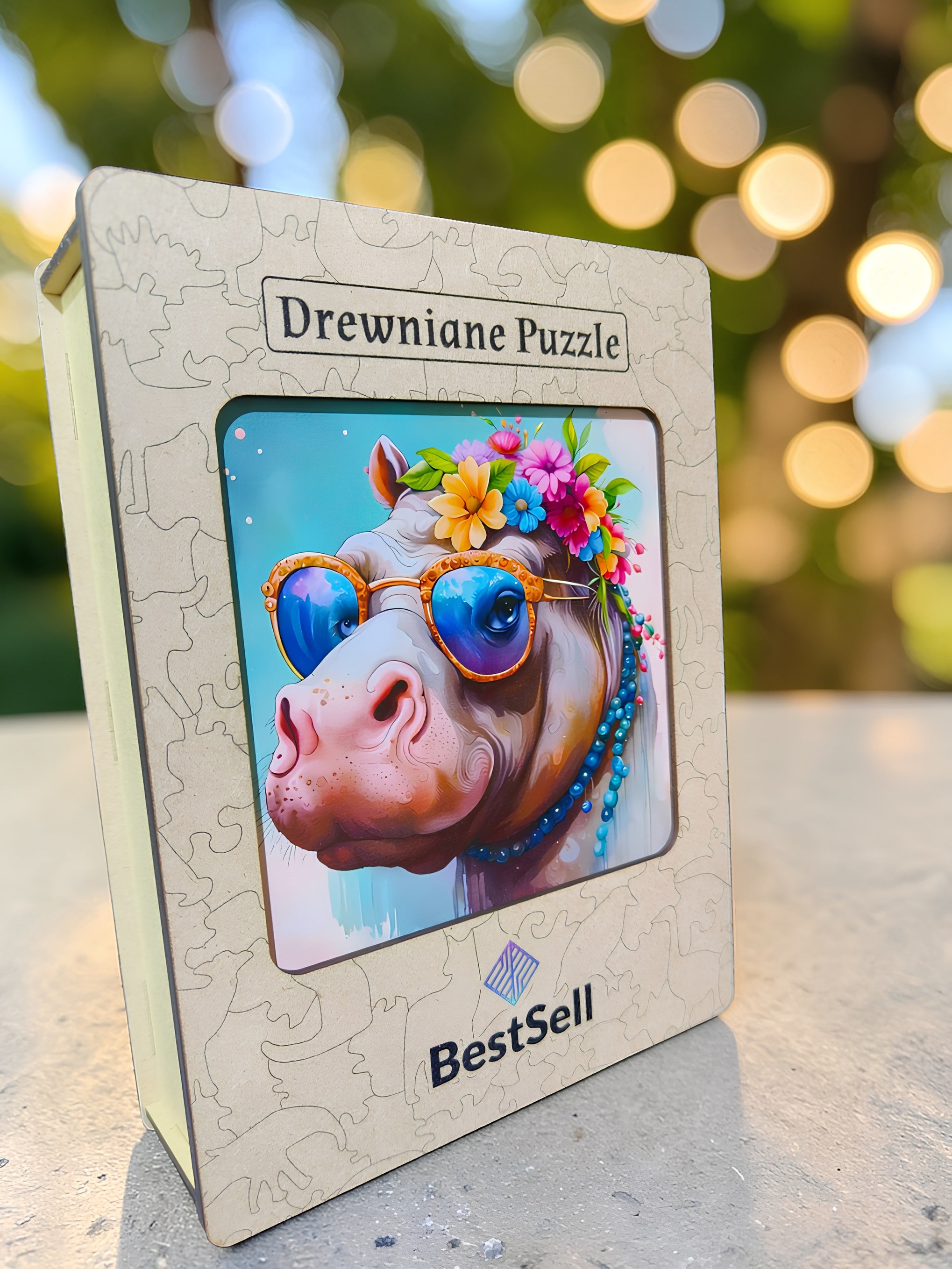 Puzzle Drewniane BestSell Hipis Hipopotam