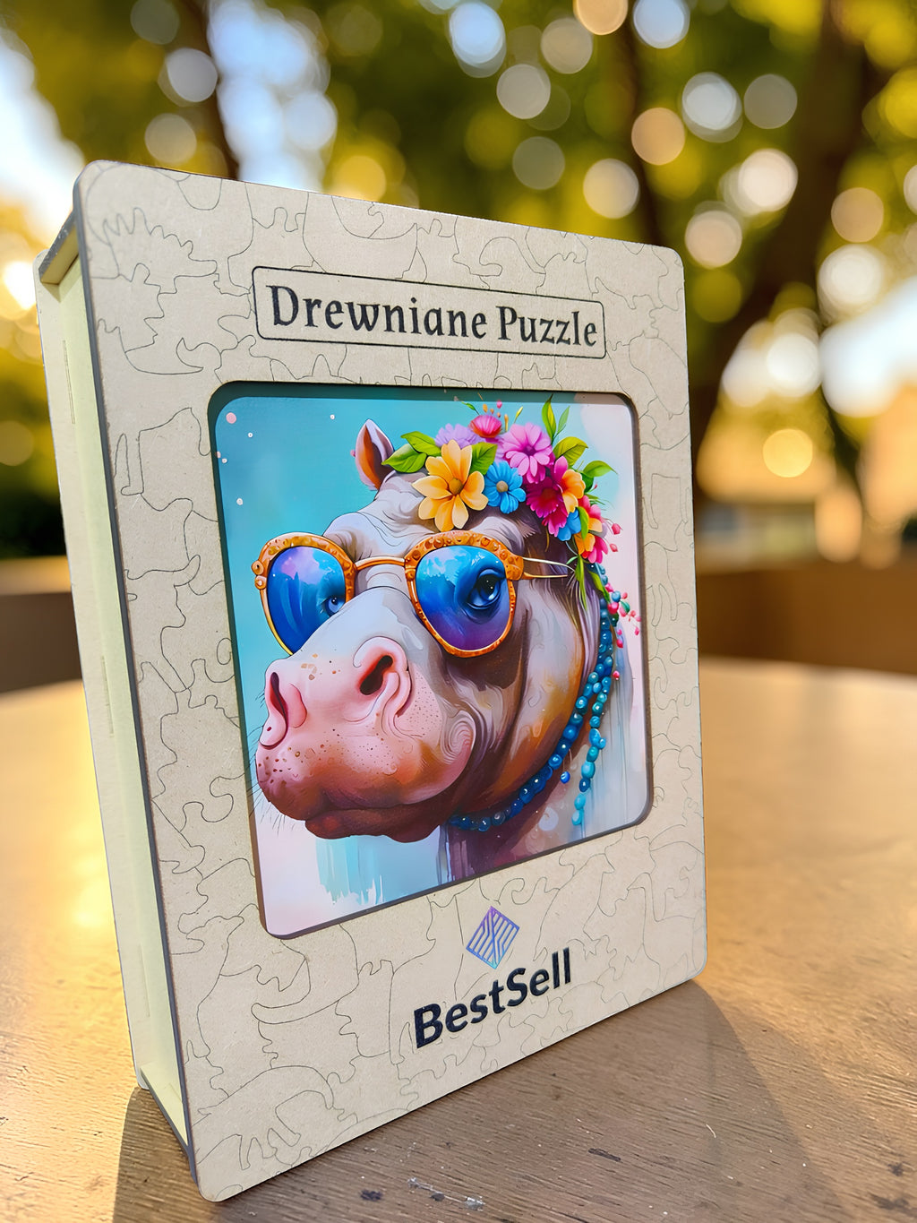 Puzzle Drewniane BestSell Hipis Hipopotam
