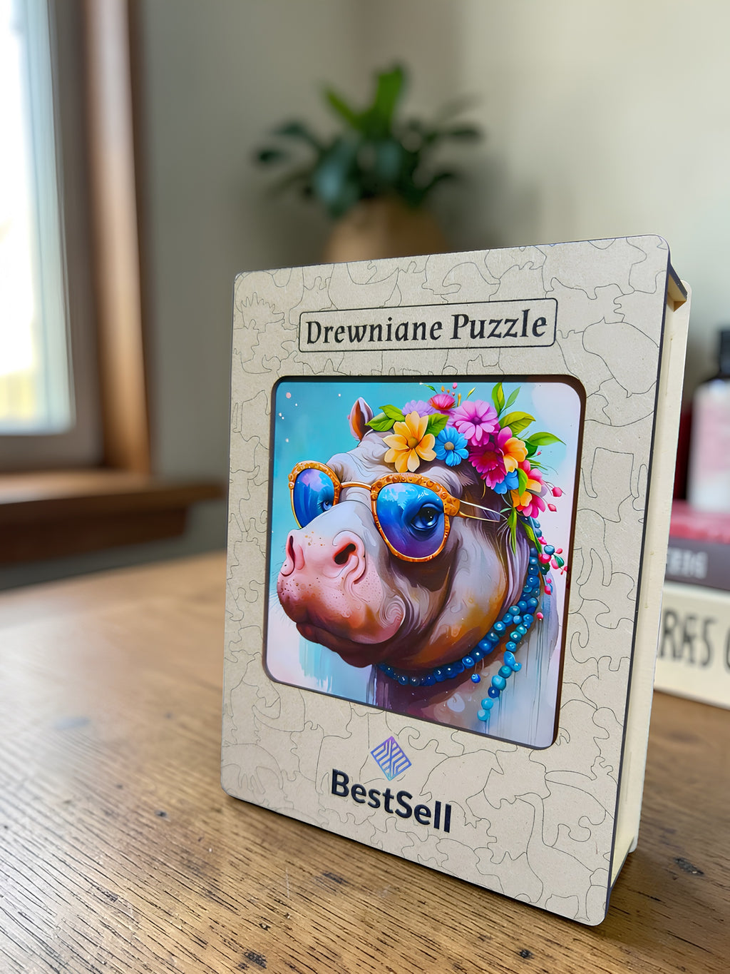 Puzzle Drewniane BestSell Hipis Hipopotam