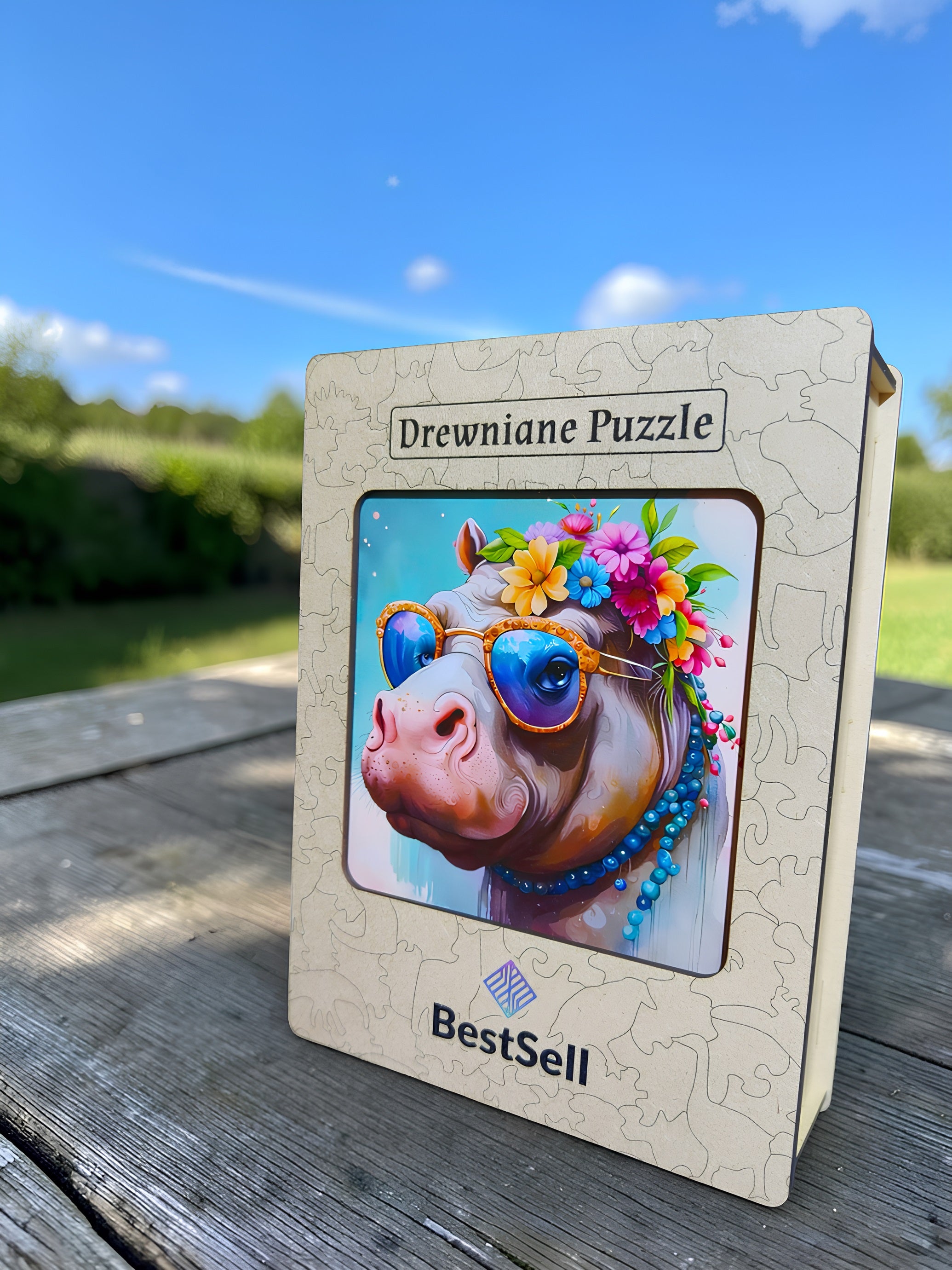 Puzzle Drewniane BestSell Hipis Hipopotam