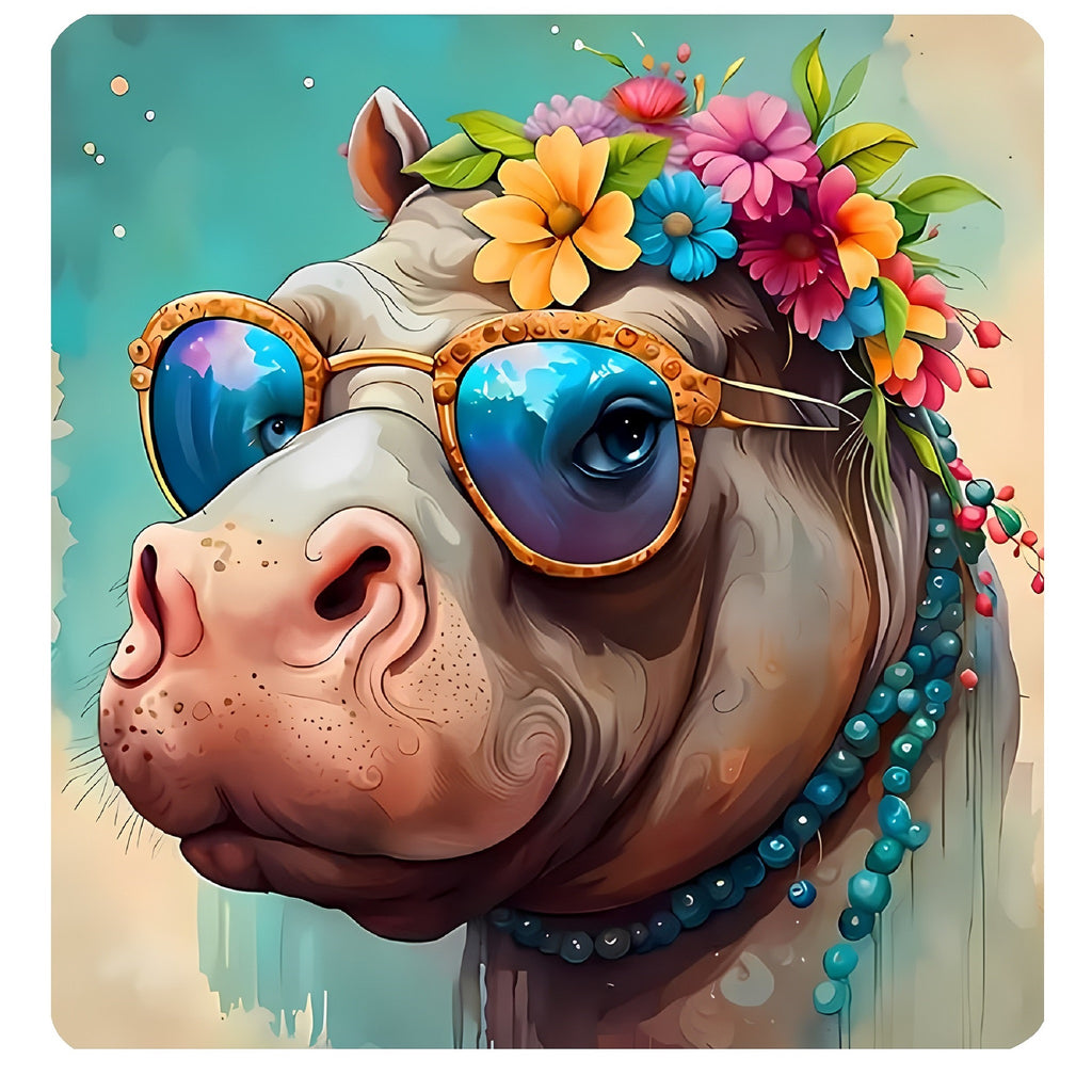 Puzzle Drewniane BestSell Hipis Hipopotam