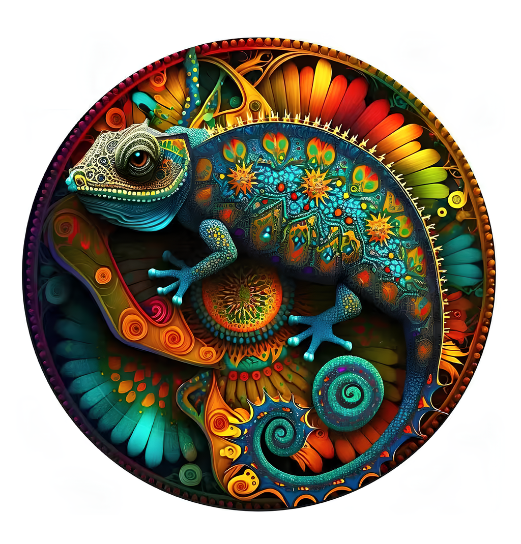 PUZZLE DREWNIANE KAMELEON W KSZTAŁCIE ZWIERZĄT UKŁADANKA 3D