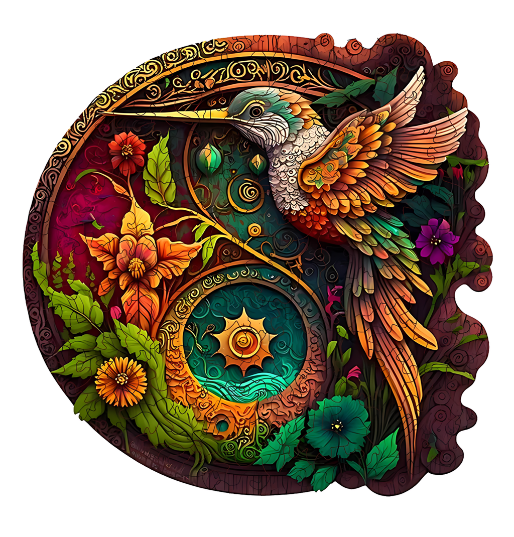 PUZZLE DREWNIANE PTKA KOLIBER UKŁADANKA DLA DZIECI I DOROSŁYCH