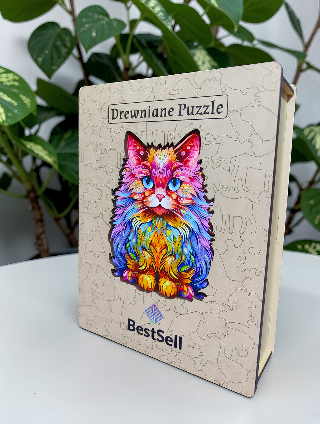 Puzzle Drewniane Kolorowy Kot