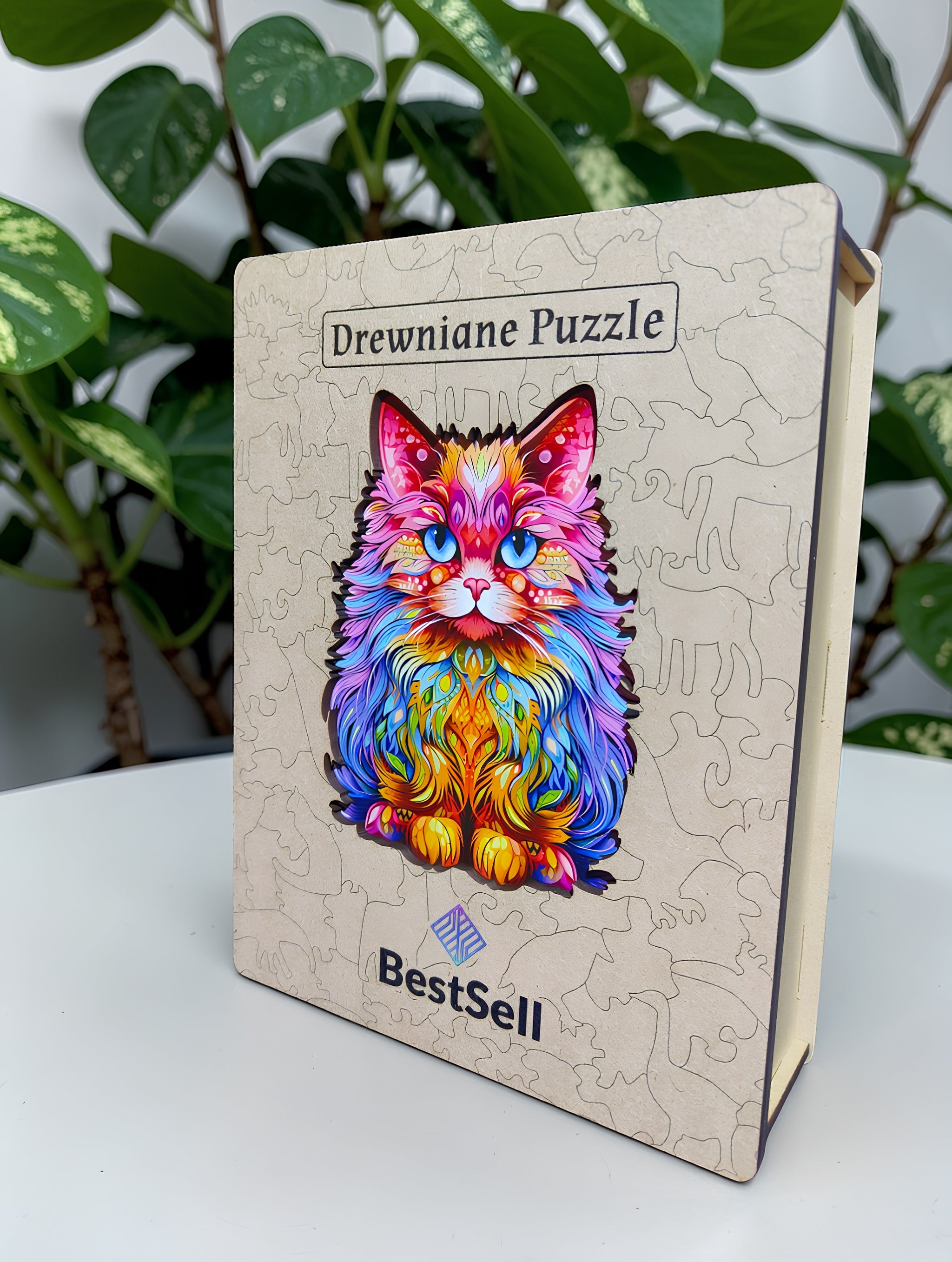 Puzzle Drewniane Kolorowy Kot