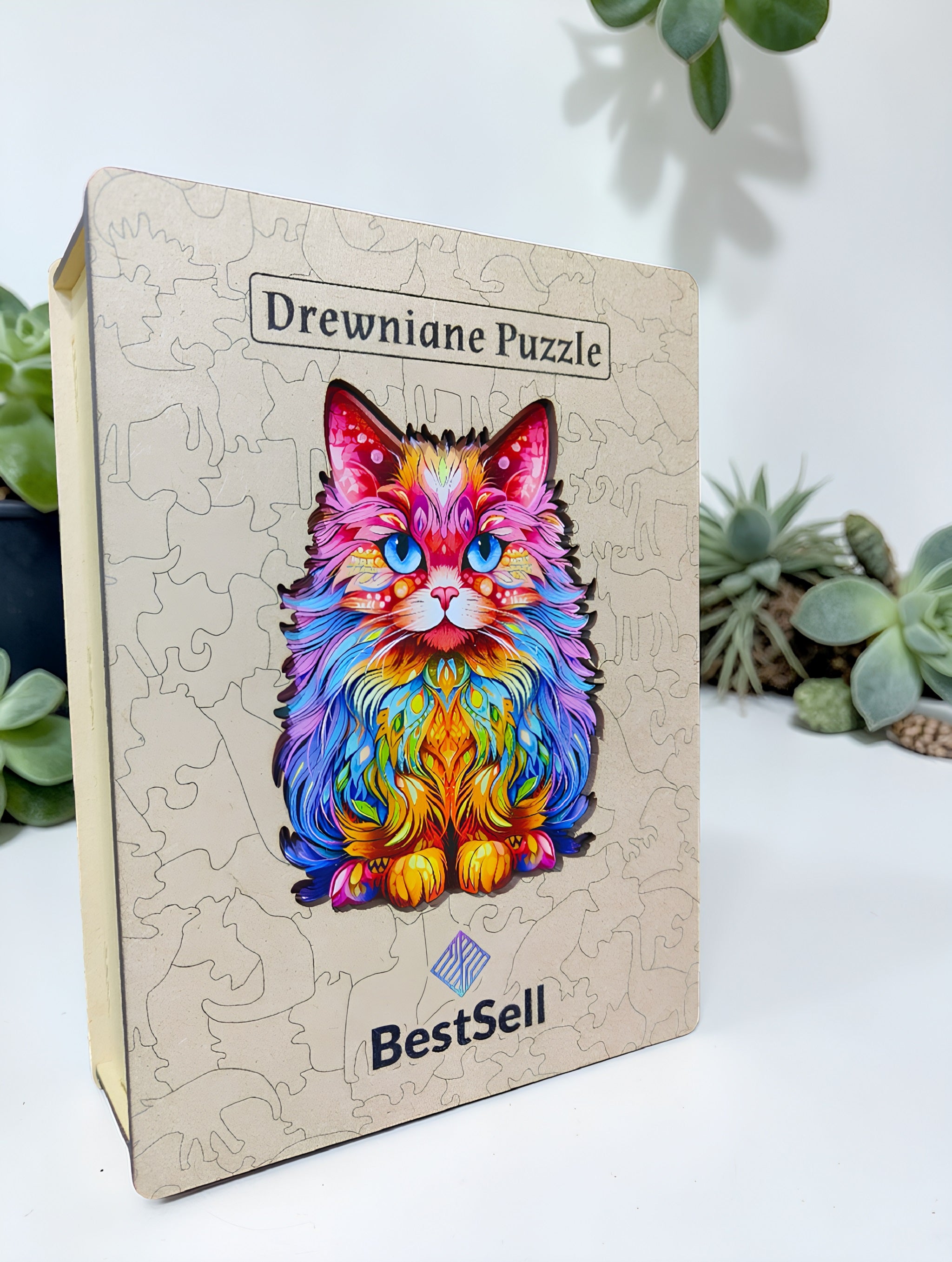 Puzzle Drewniane Kolorowy Kot