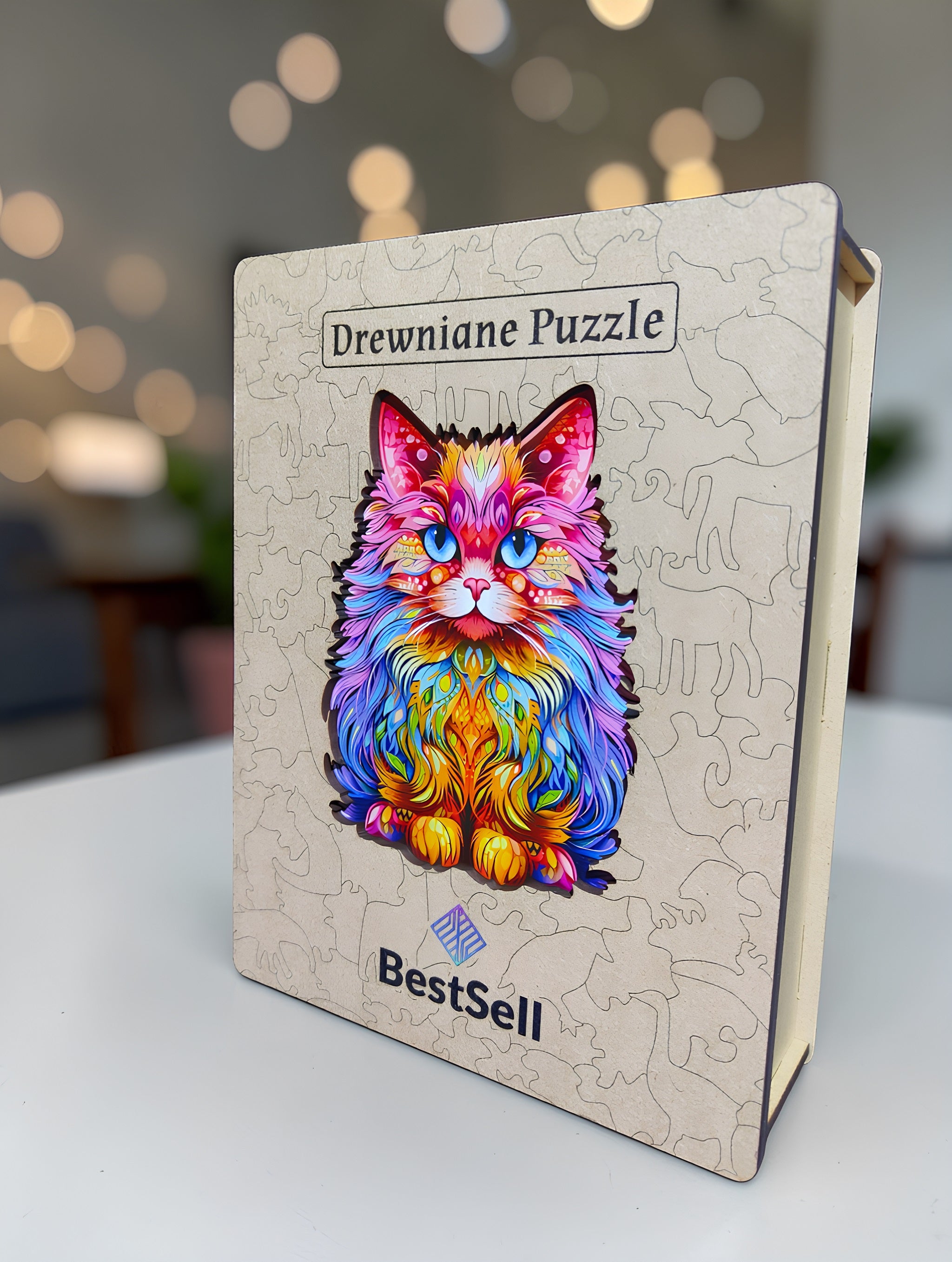 Puzzle Drewniane Kolorowy Kot