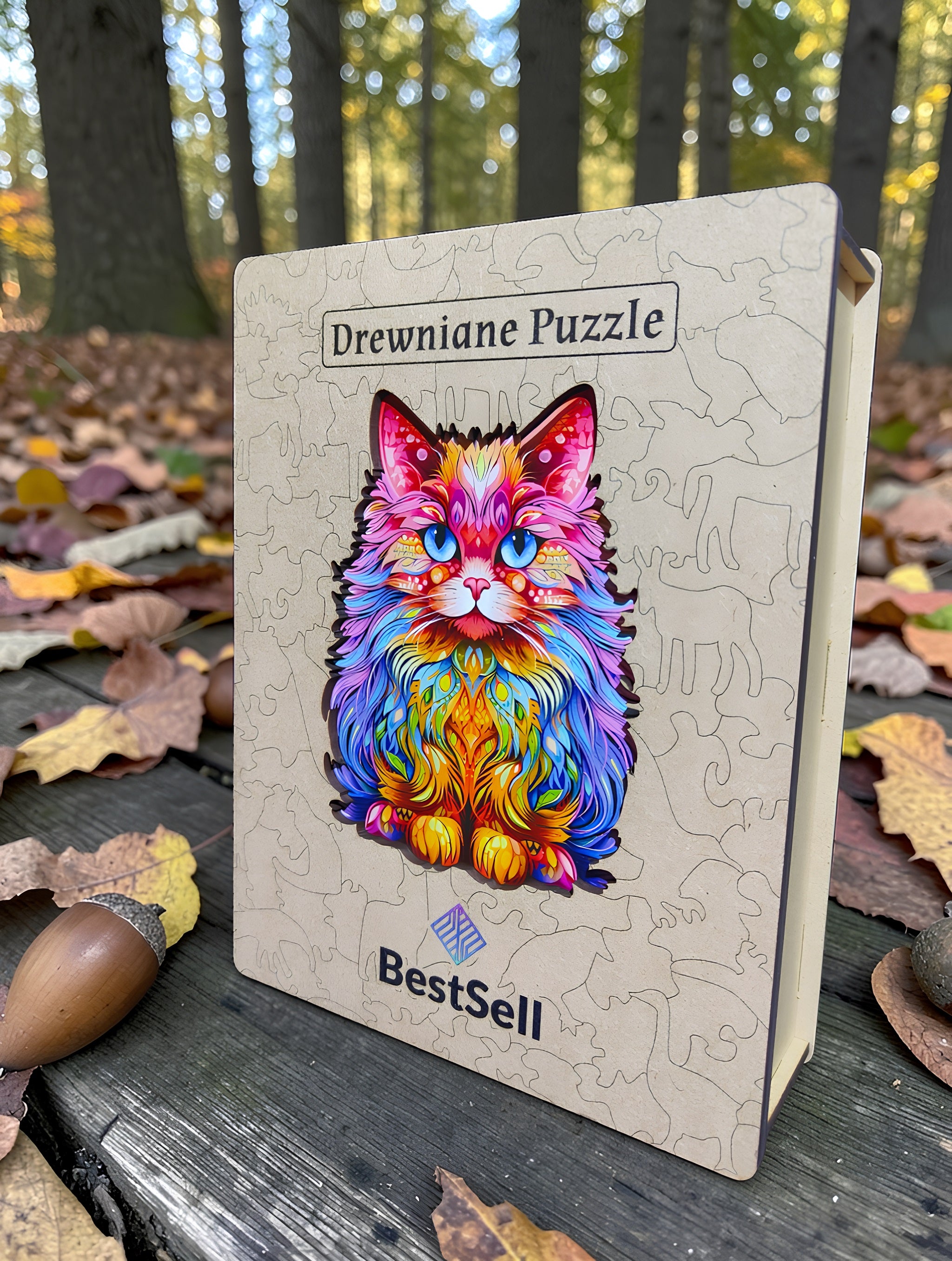 Puzzle Drewniane Kolorowy Kot