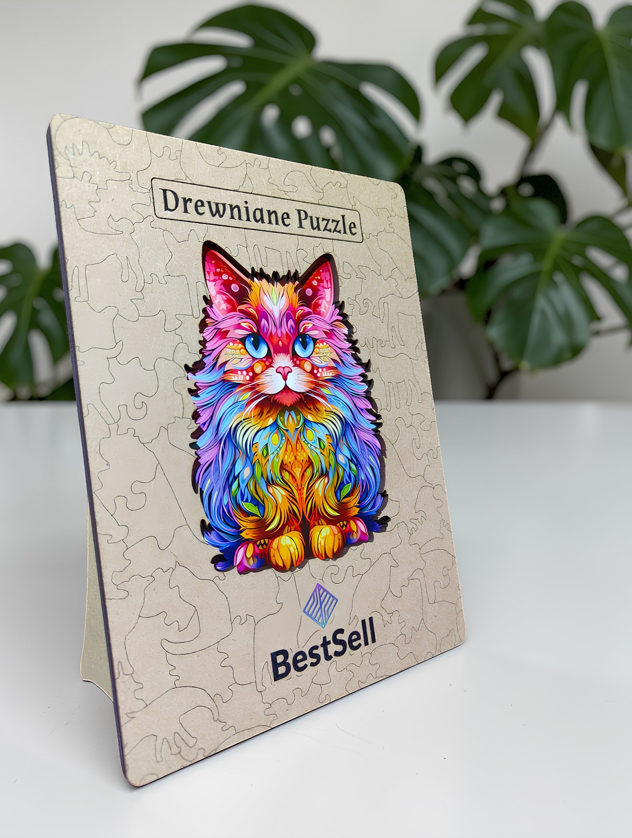 Puzzle Drewniane Kolorowy Kot