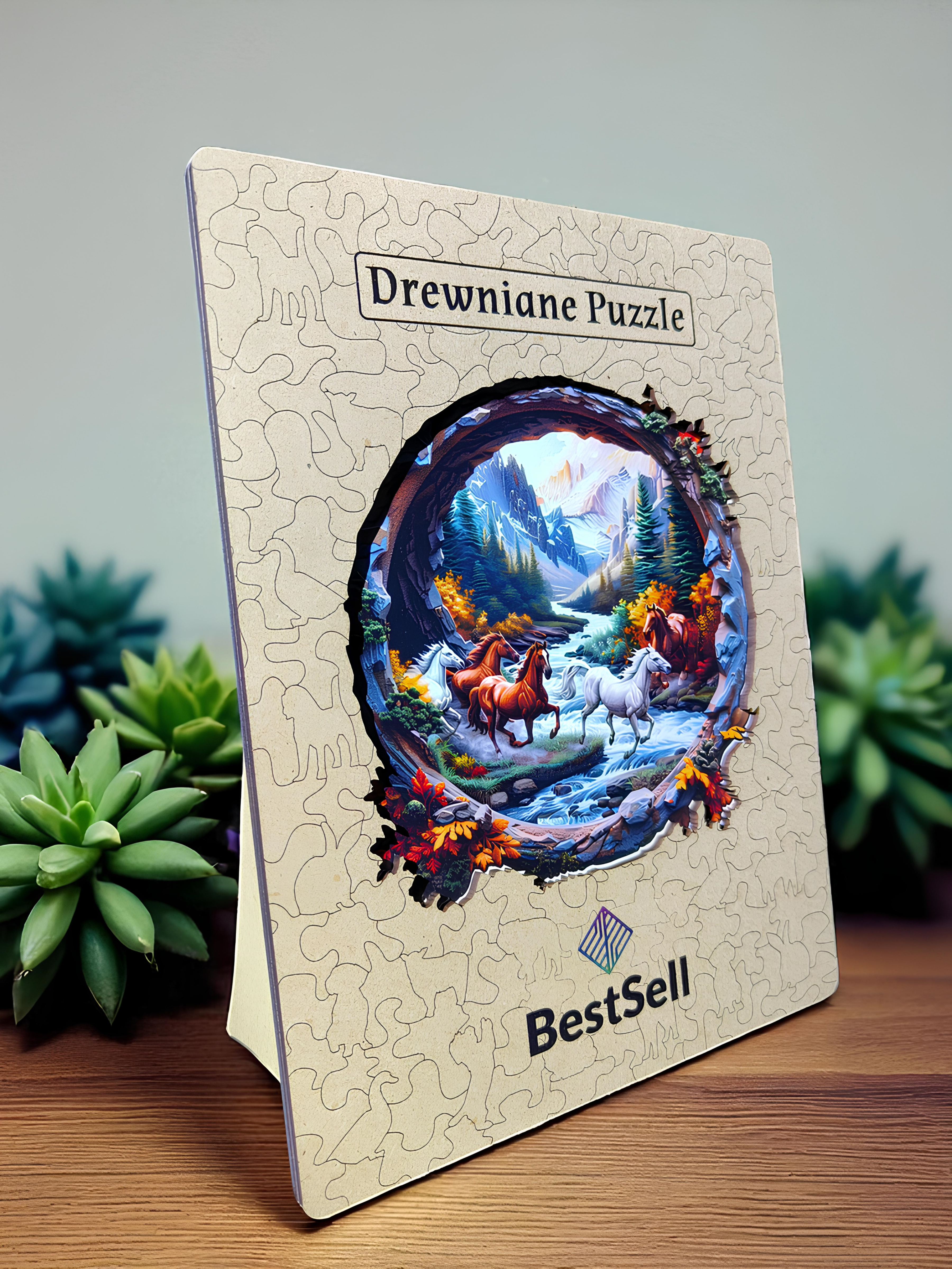 PUZZLE DREWNIANE ZWIERZĘTA KOŃ KONIE RUMAKI DLA DZIECI DOROSŁYCH