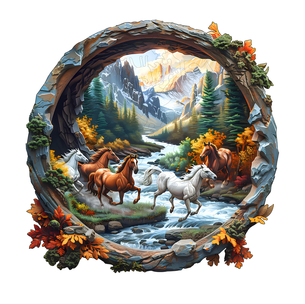 Galloping Horses Wooden Puzzle