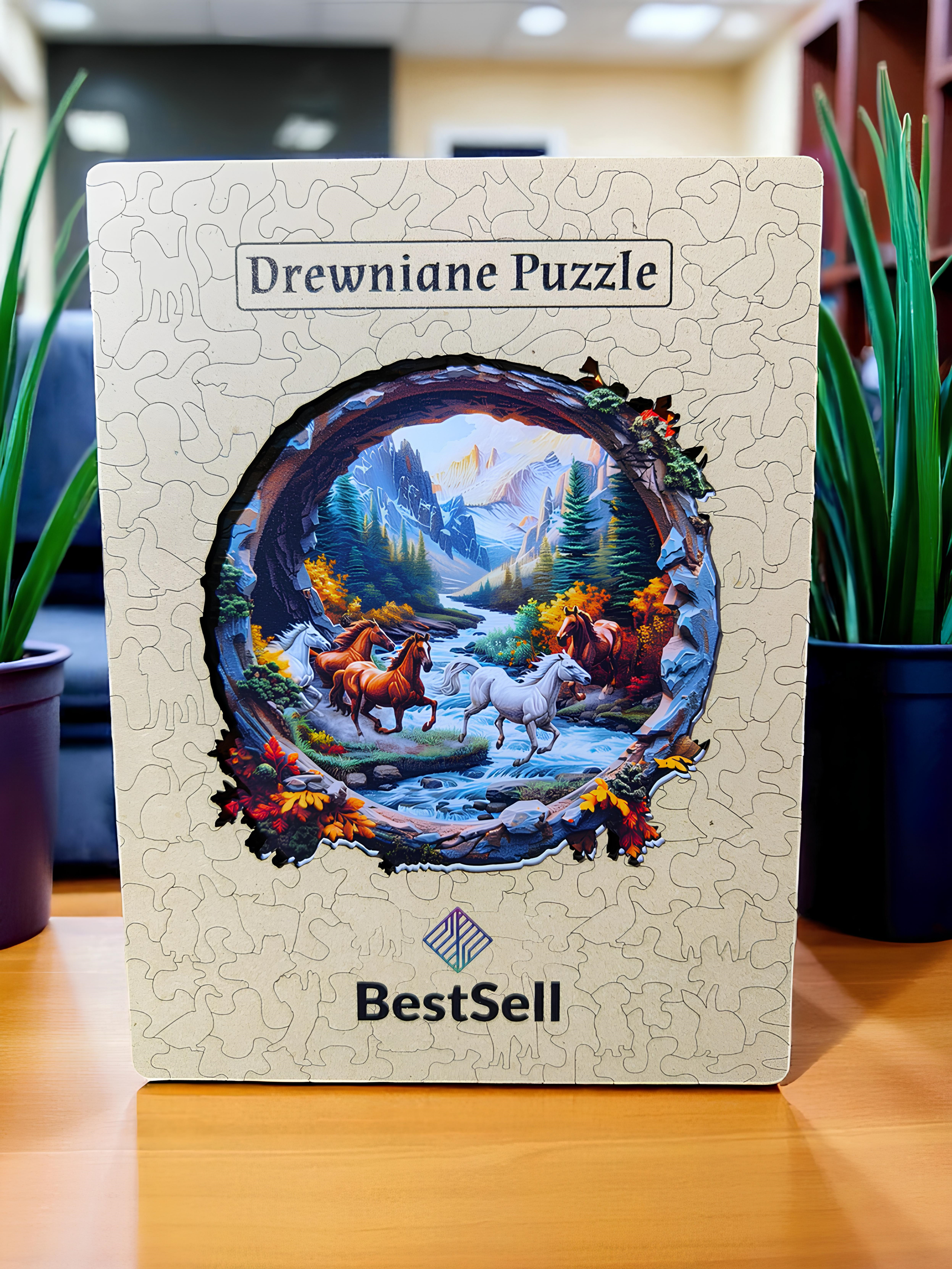 PUZZLE DREWNIANE ZWIERZĘTA KOŃ KONIE RUMAKI DLA DZIECI DOROSŁYCH