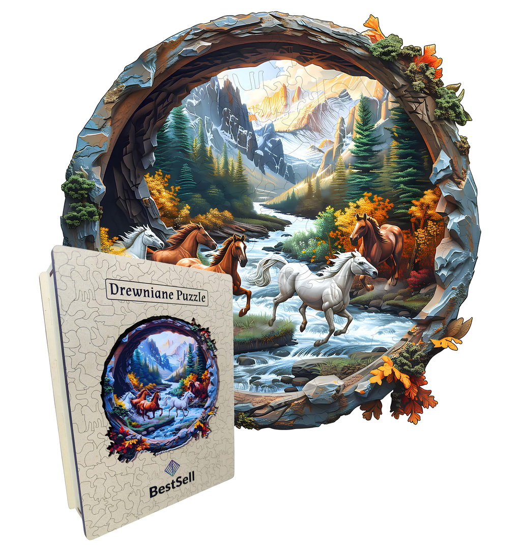 PUZZLE DREWNIANE ZWIERZĘTA KOŃ KONIE RUMAKI DLA DZIECI DOROSŁYCH