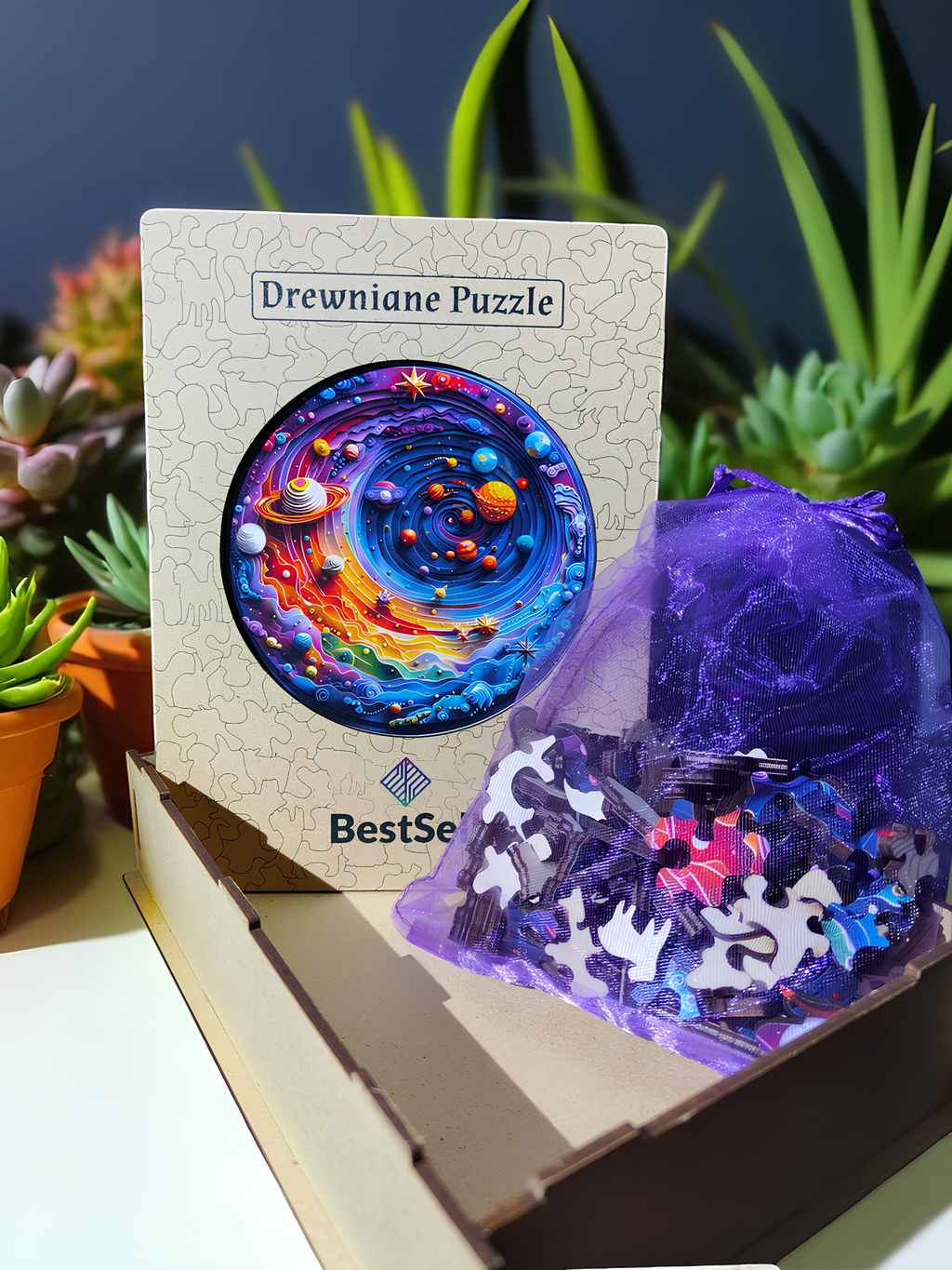 DREWNIANE PUZZLE BESTSELL KOSMOS PLANETY - KREATYWNA UKŁADANKA DLA DZIECI I DOROSŁYCH