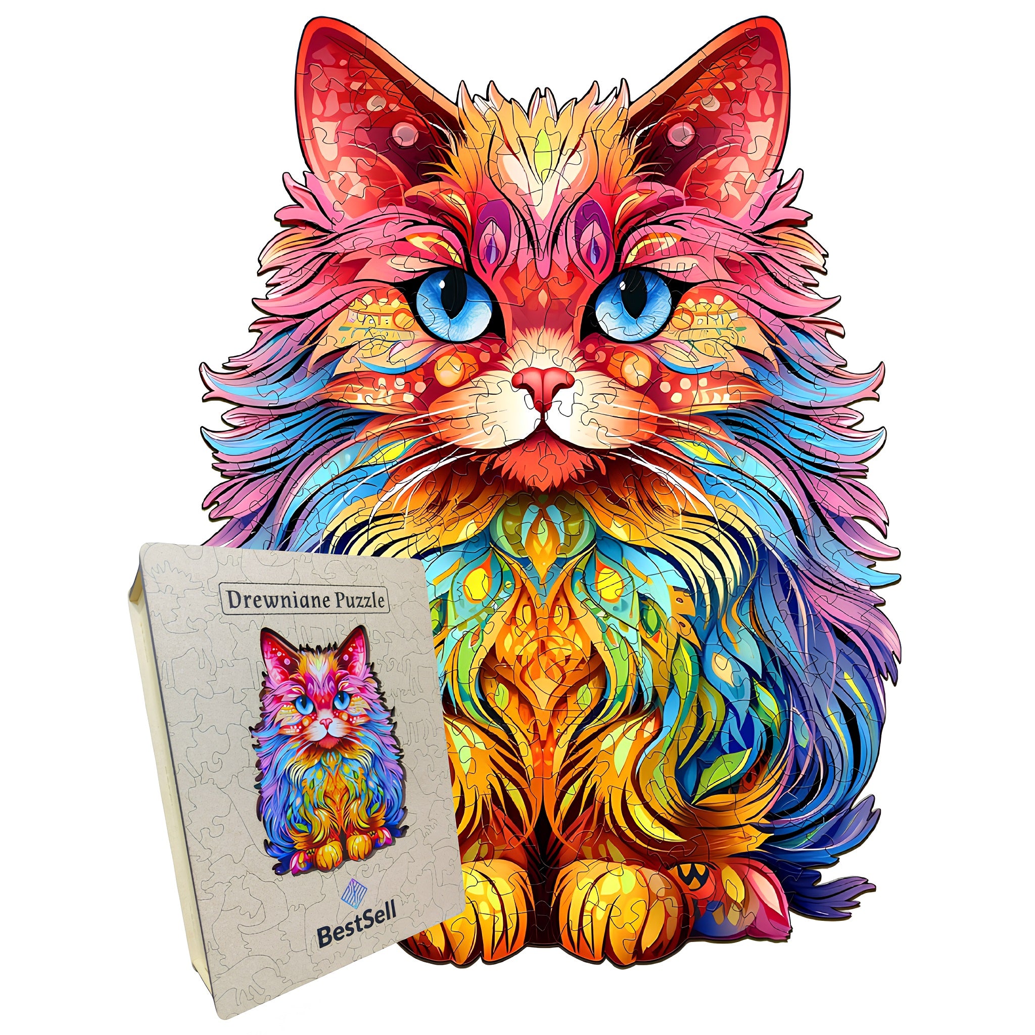 Puzzle Drewniane Kolorowy Kot