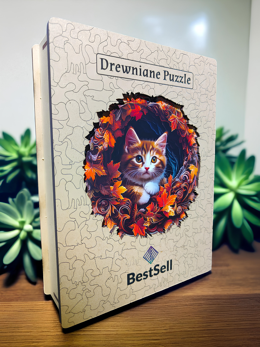 DREWNIANE PUZZLE BESTSELL UROCZY KOT KOTEK ZWIERZĘTA - UKŁADANKA PREZENT DLA DZIECKA