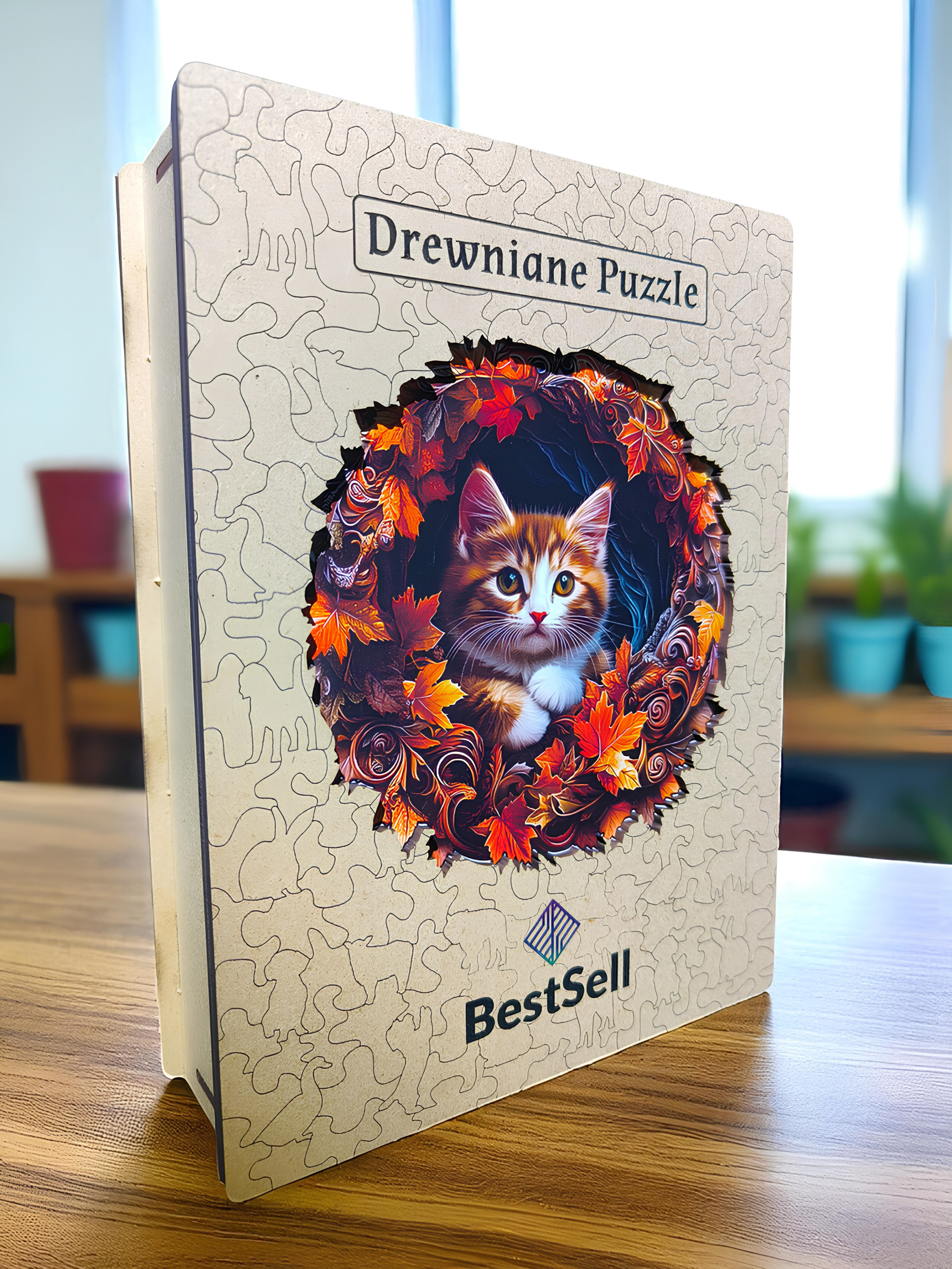 DREWNIANE PUZZLE BESTSELL UROCZY KOT KOTEK ZWIERZĘTA - UKŁADANKA PREZENT DLA DZIECKA