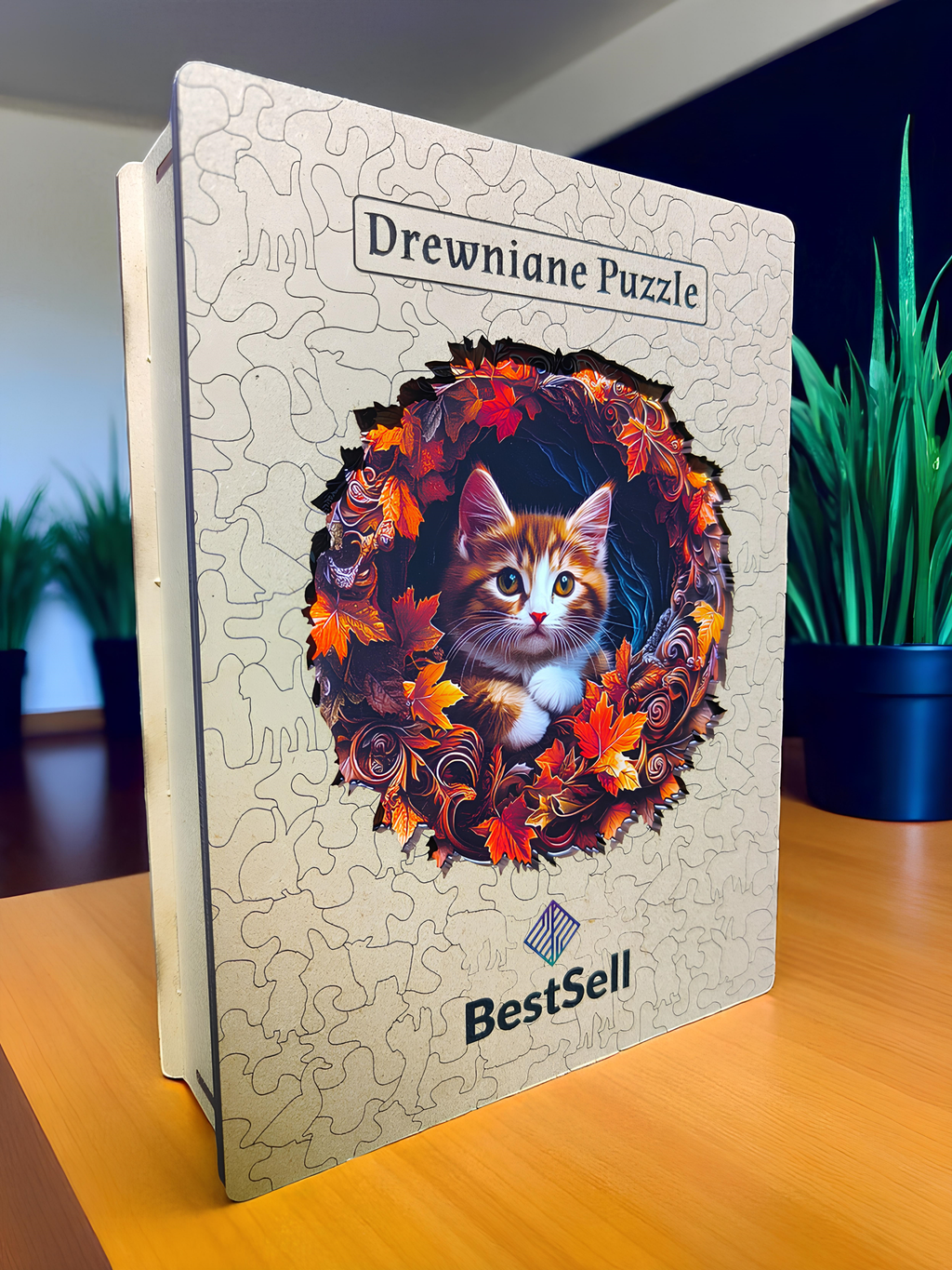DREWNIANE PUZZLE BESTSELL UROCZY KOT KOTEK ZWIERZĘTA - UKŁADANKA PREZENT DLA DZIECKA