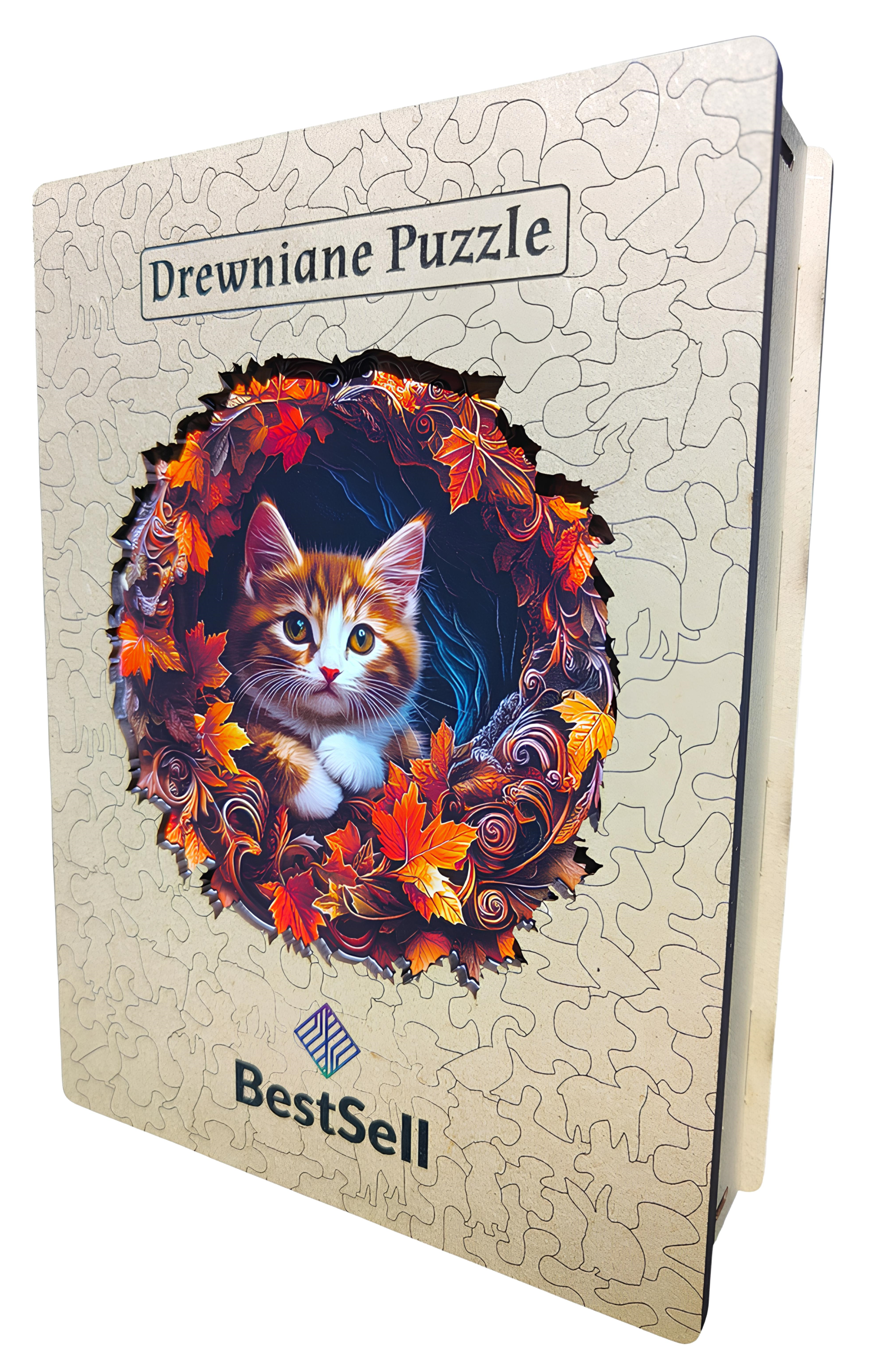 DREWNIANE PUZZLE BESTSELL UROCZY KOT KOTEK ZWIERZĘTA - UKŁADANKA PREZENT DLA DZIECKA