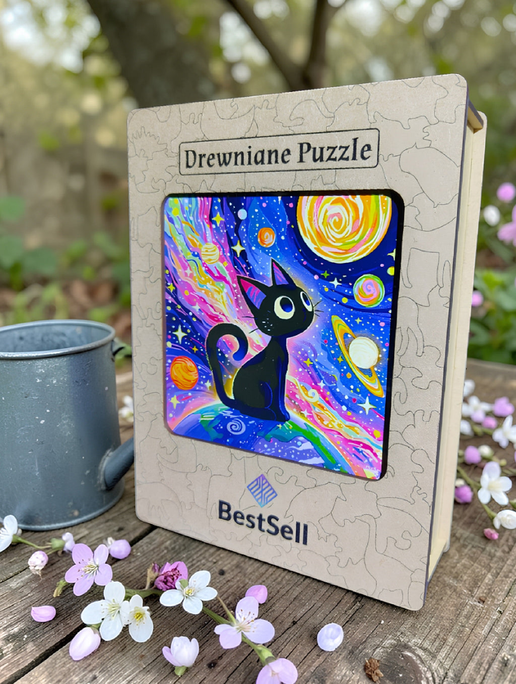 Puzzle Drewniane Kot w Kosmosie