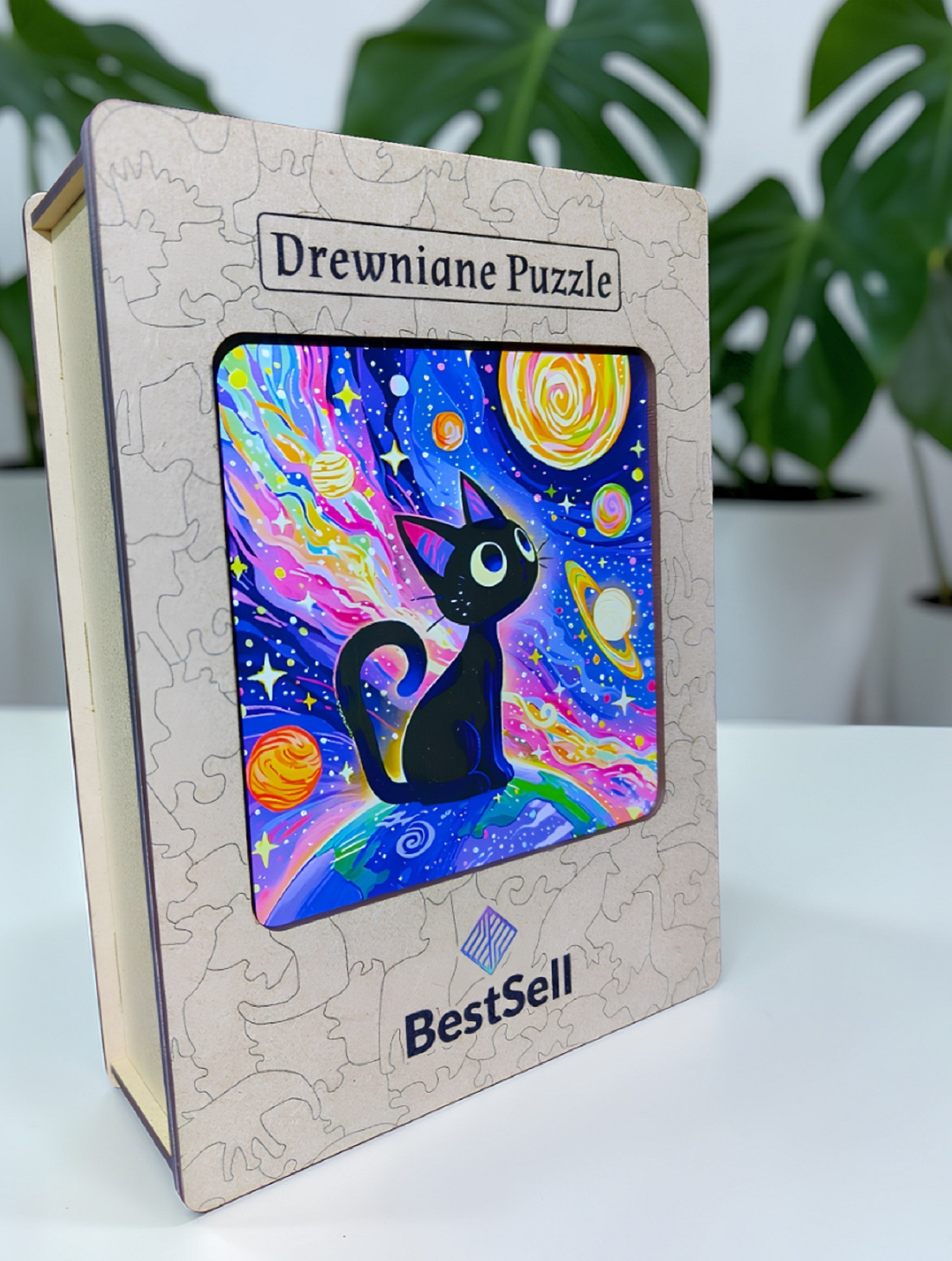 Puzzle Drewniane Kot w Kosmosie