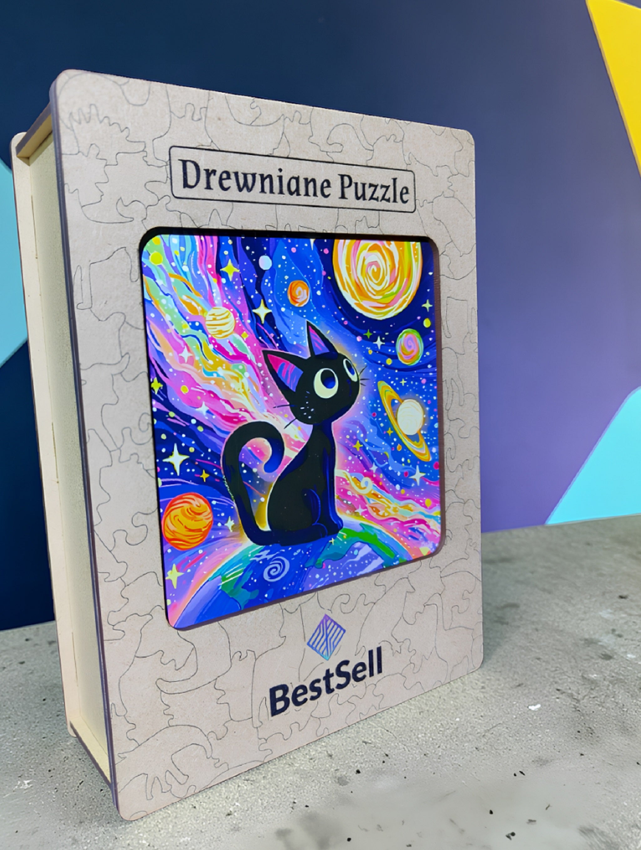 Puzzle Drewniane Kot w Kosmosie