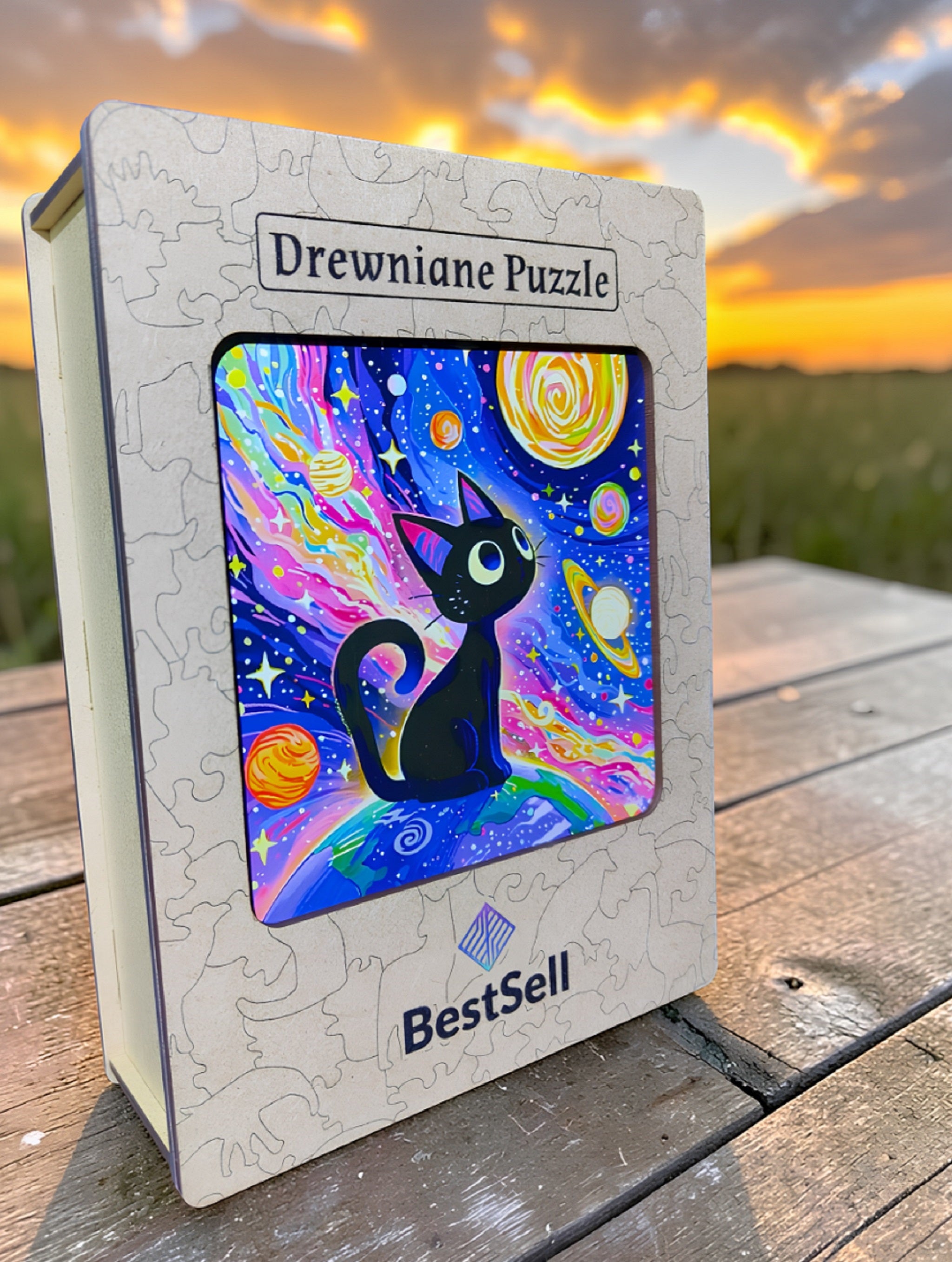 Puzzle Drewniane Kot w Kosmosie