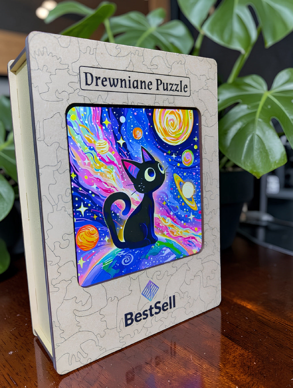 Puzzle Drewniane Kot w Kosmosie