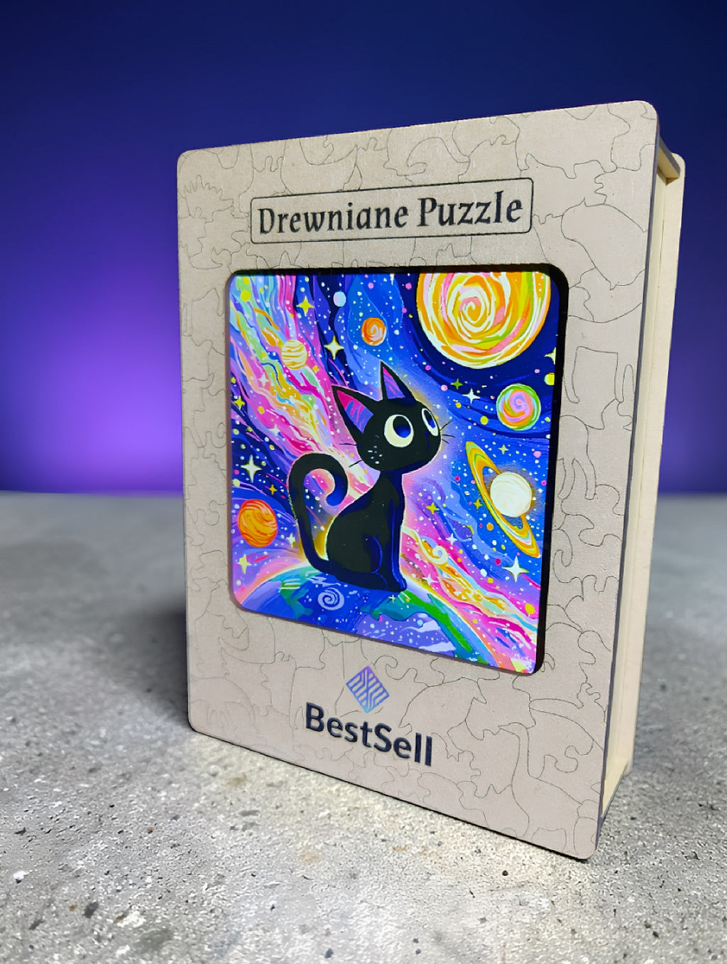 Puzzle Drewniane Kot w Kosmosie