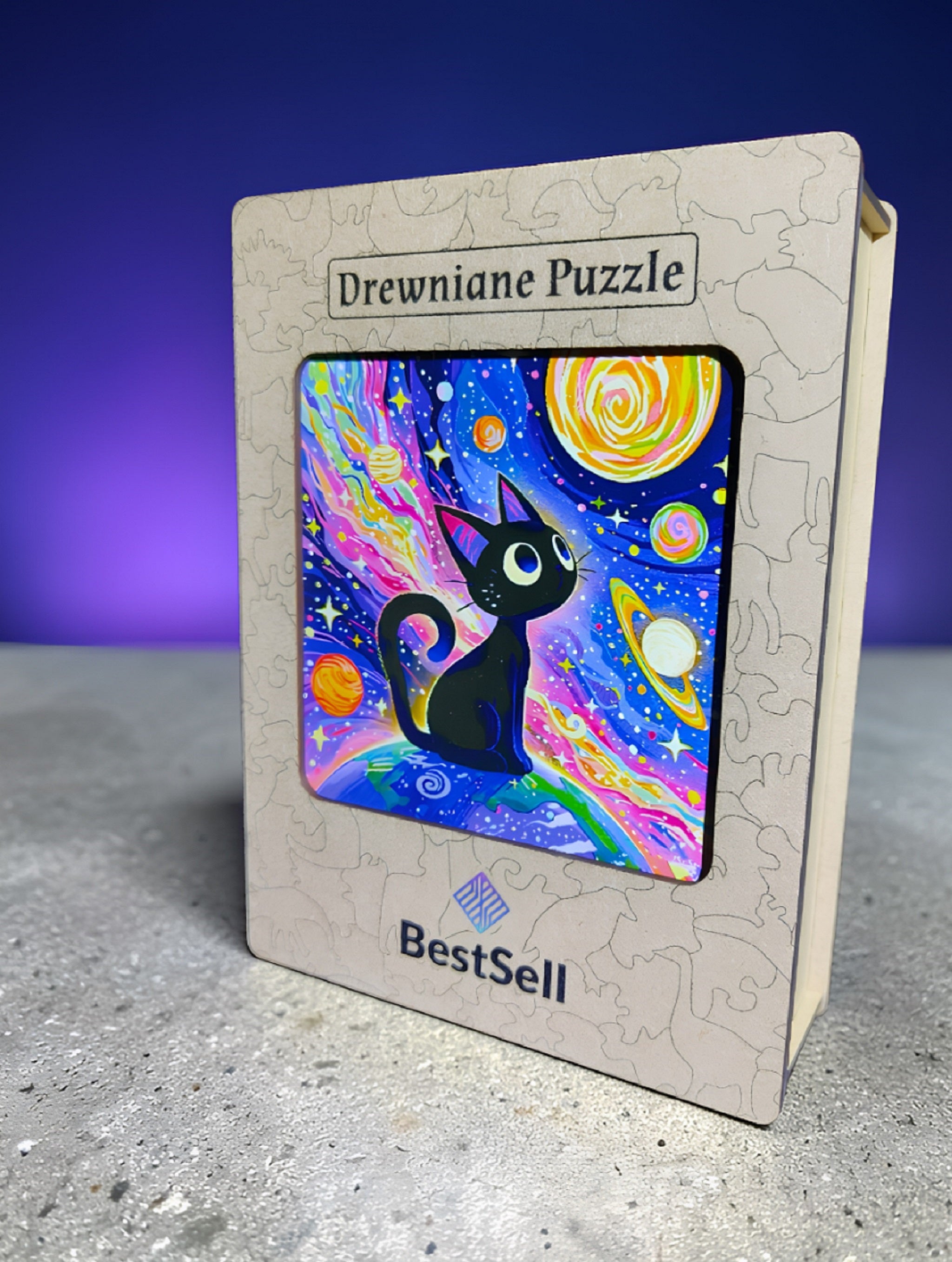 Puzzle Drewniane Kot w Kosmosie