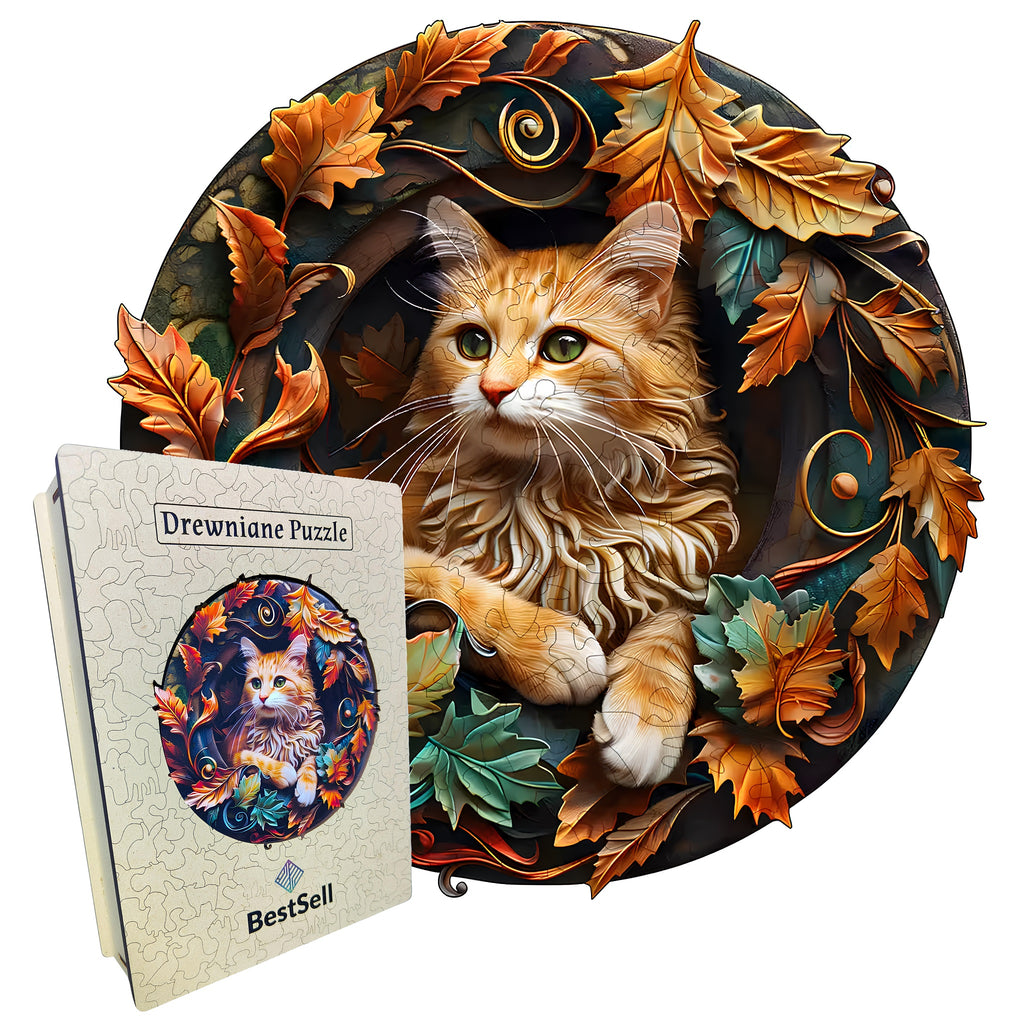 Puzzle Drewniane Jesienny Kot