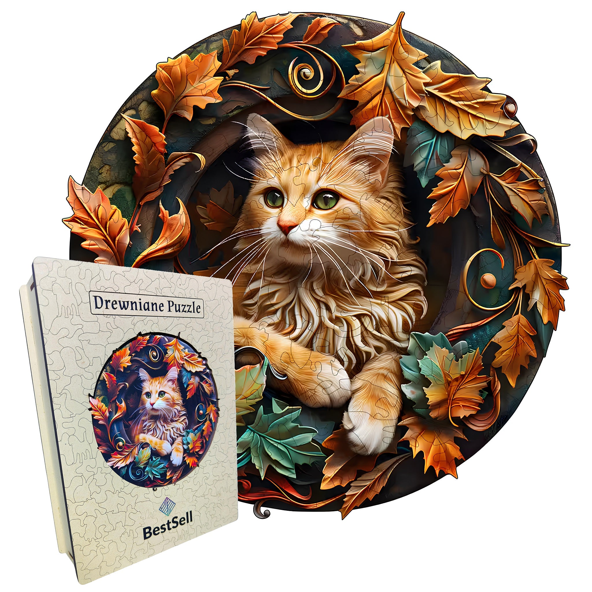 Puzzle Drewniane Jesienny Kot