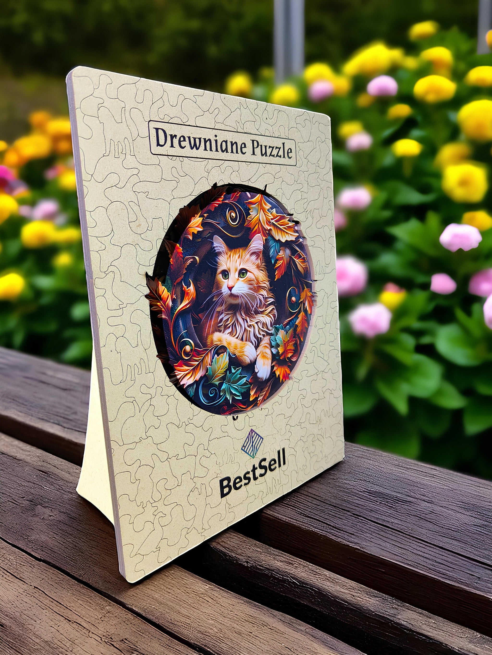 Puzzle Drewniane Jesienny Kot