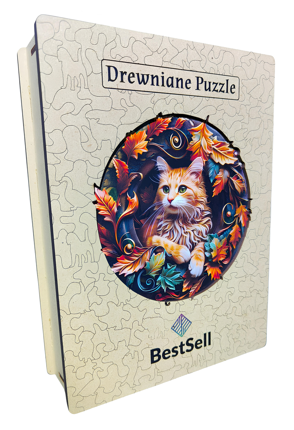 DREWNIANE PUZZLE BESTSELL ZAMYŚLONY KOT - UKŁADANKA PUZZLE W KSZTAŁCIE ZWIERZĄT DLA DZIECI I DOROSŁYCH