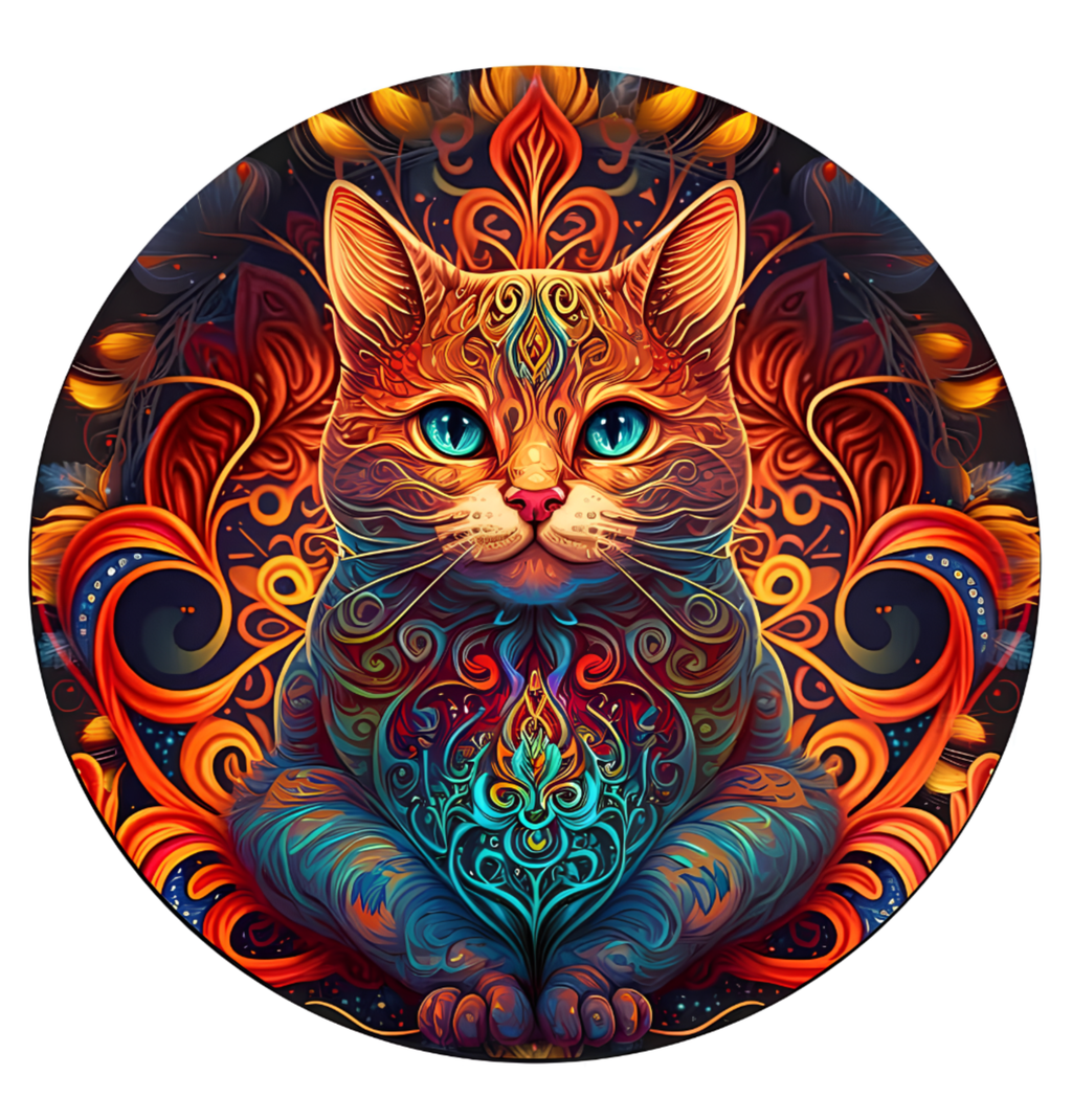 PUZZLE DREWNIANE KOT W PŁOMIENIACH - KREATYWNA UKŁADANKA DLA DZIECI I DOROSŁYCH