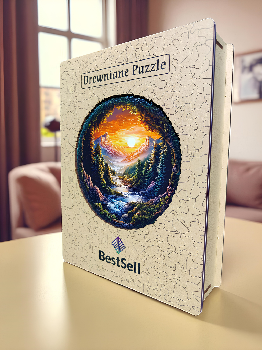 PUZZLE DREWNIANE KRAJOBRAZ - LAS, GÓRY, STRUMIEŃ, UKŁADANKA ZWIERZĘTA DLA DZIECI I DOROSŁYCH + DREWNIANE PUDEŁKO