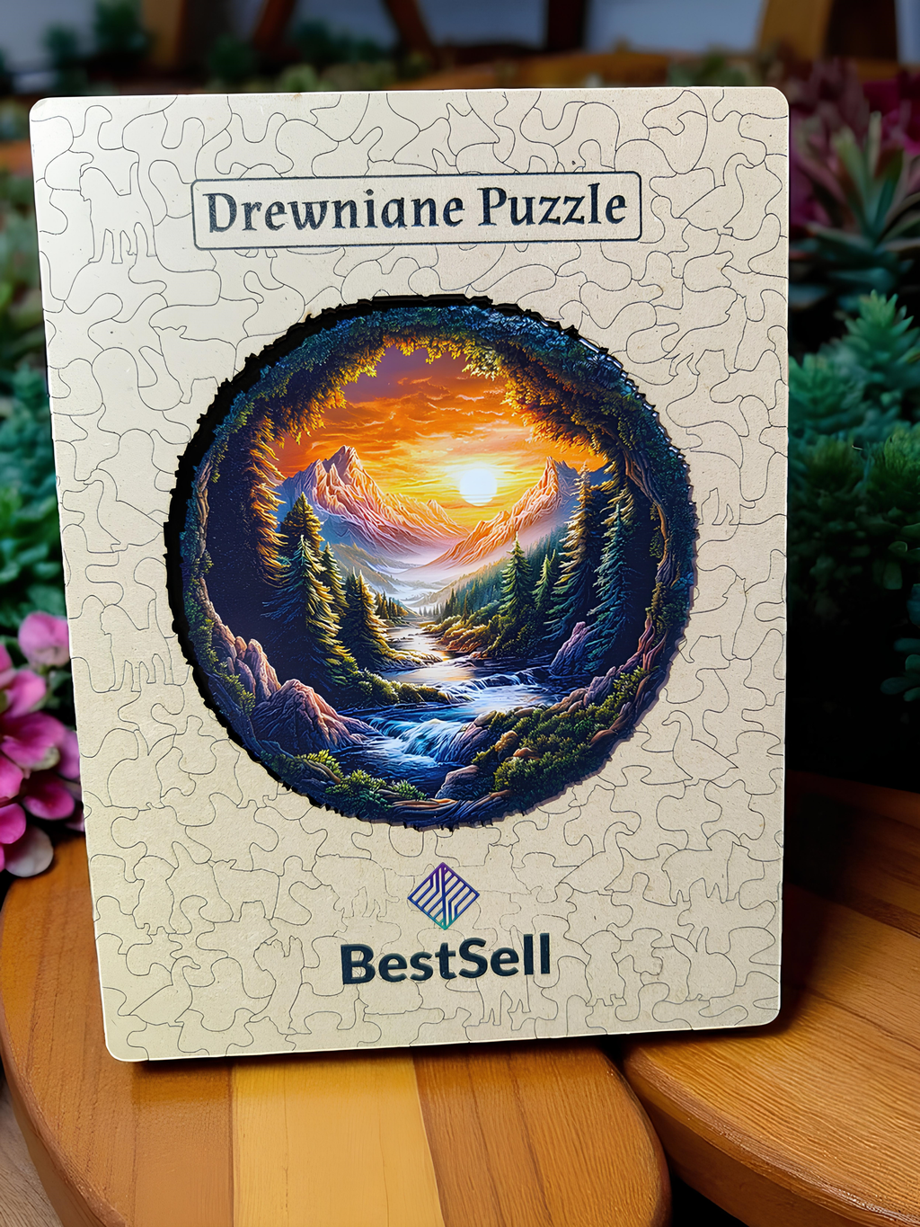 PUZZLE DREWNIANE KRAJOBRAZ - LAS, GÓRY, STRUMIEŃ, UKŁADANKA ZWIERZĘTA DLA DZIECI I DOROSŁYCH + DREWNIANE PUDEŁKO