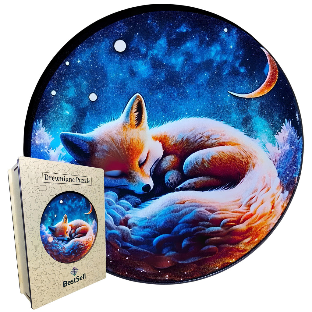 Puzzle Drewniane Śpiący Lisek