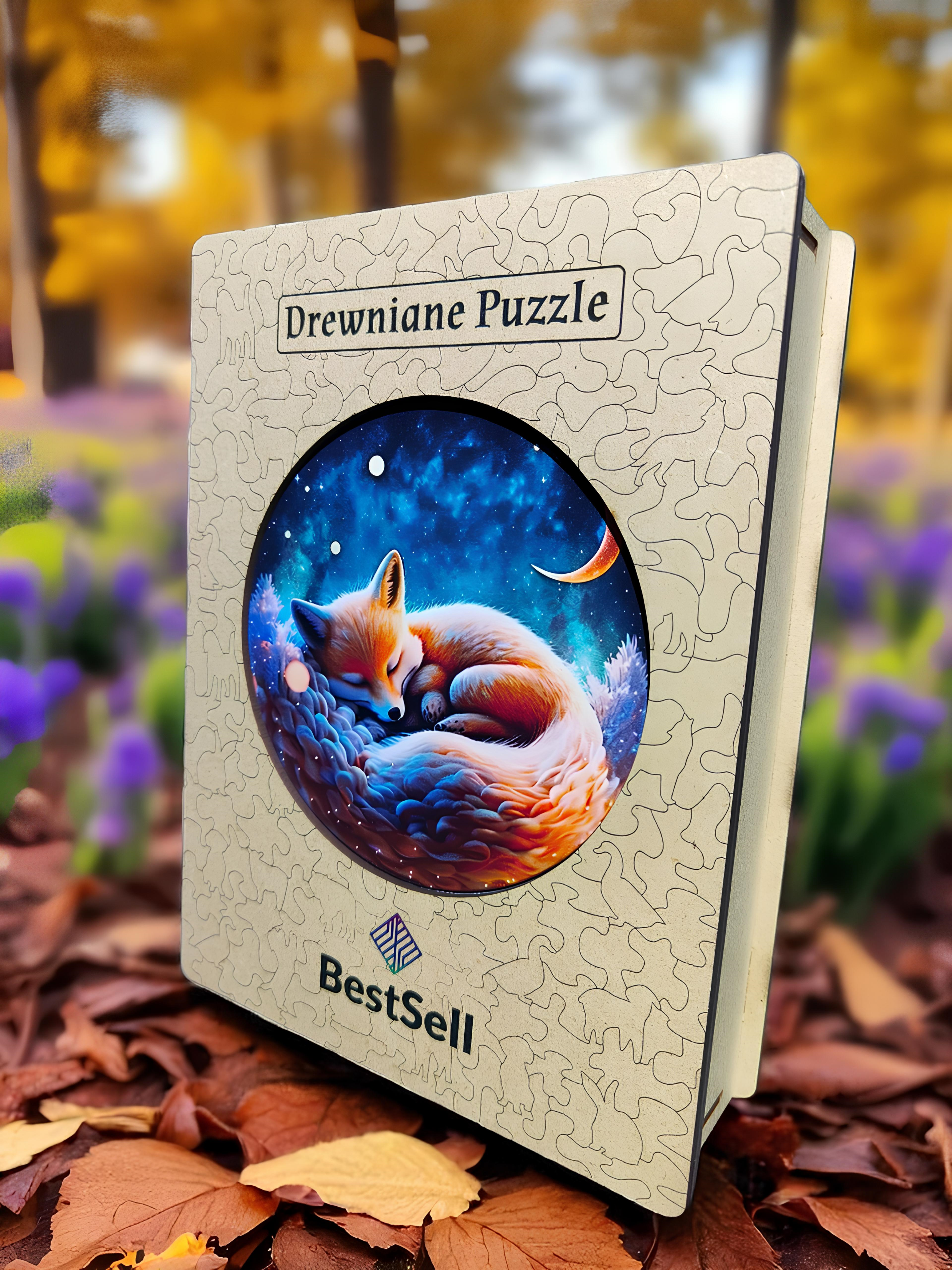 DREWNIANE PUZZLE BESTSELL UROCZY LIS LISEK - UKŁADANKA ZWIERZĘTA PUZZLE W KSZTAŁCIE ZWIERZĄT DLA DZIECI