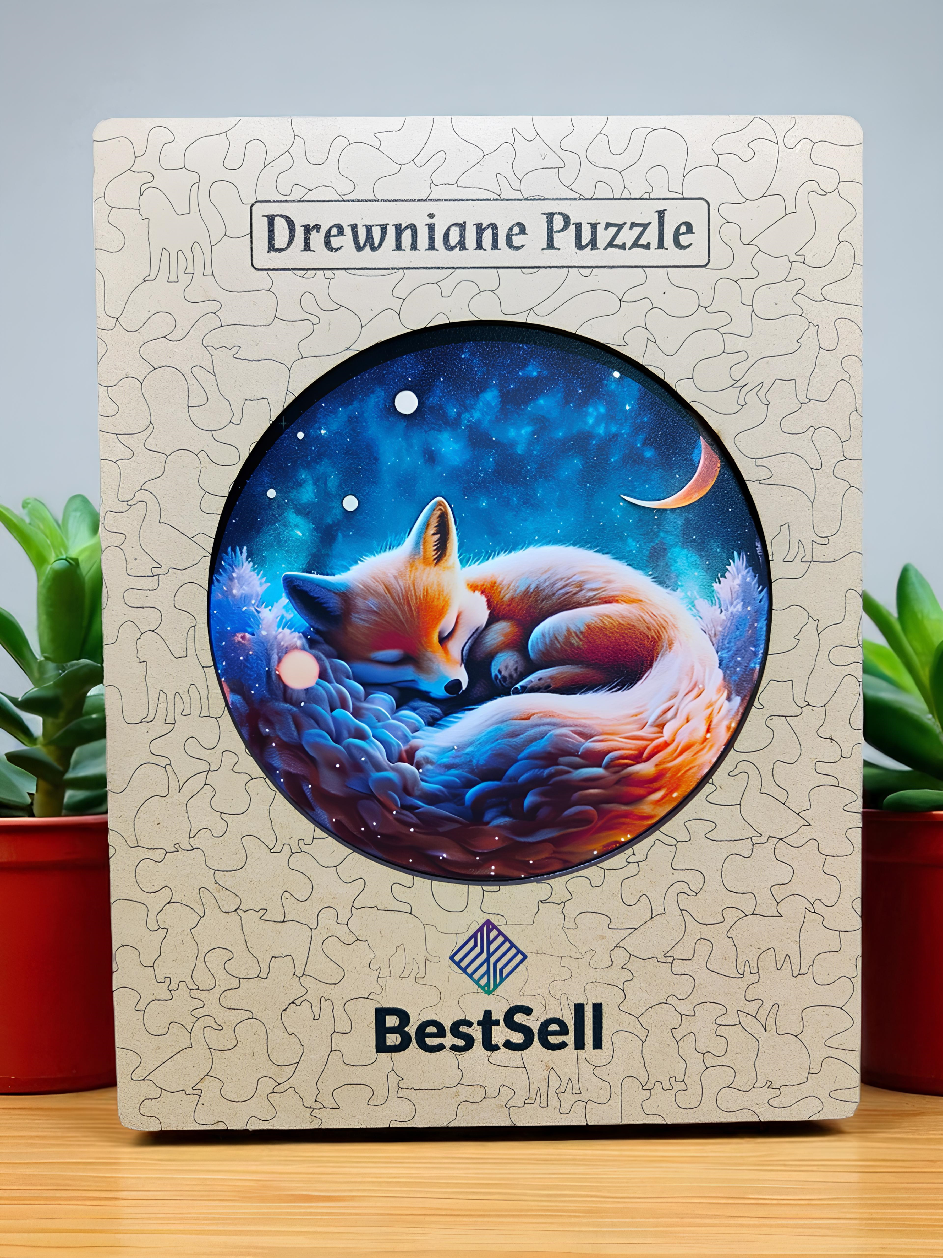 DREWNIANE PUZZLE BESTSELL UROCZY LIS LISEK - UKŁADANKA ZWIERZĘTA PUZZLE W KSZTAŁCIE ZWIERZĄT DLA DZIECI