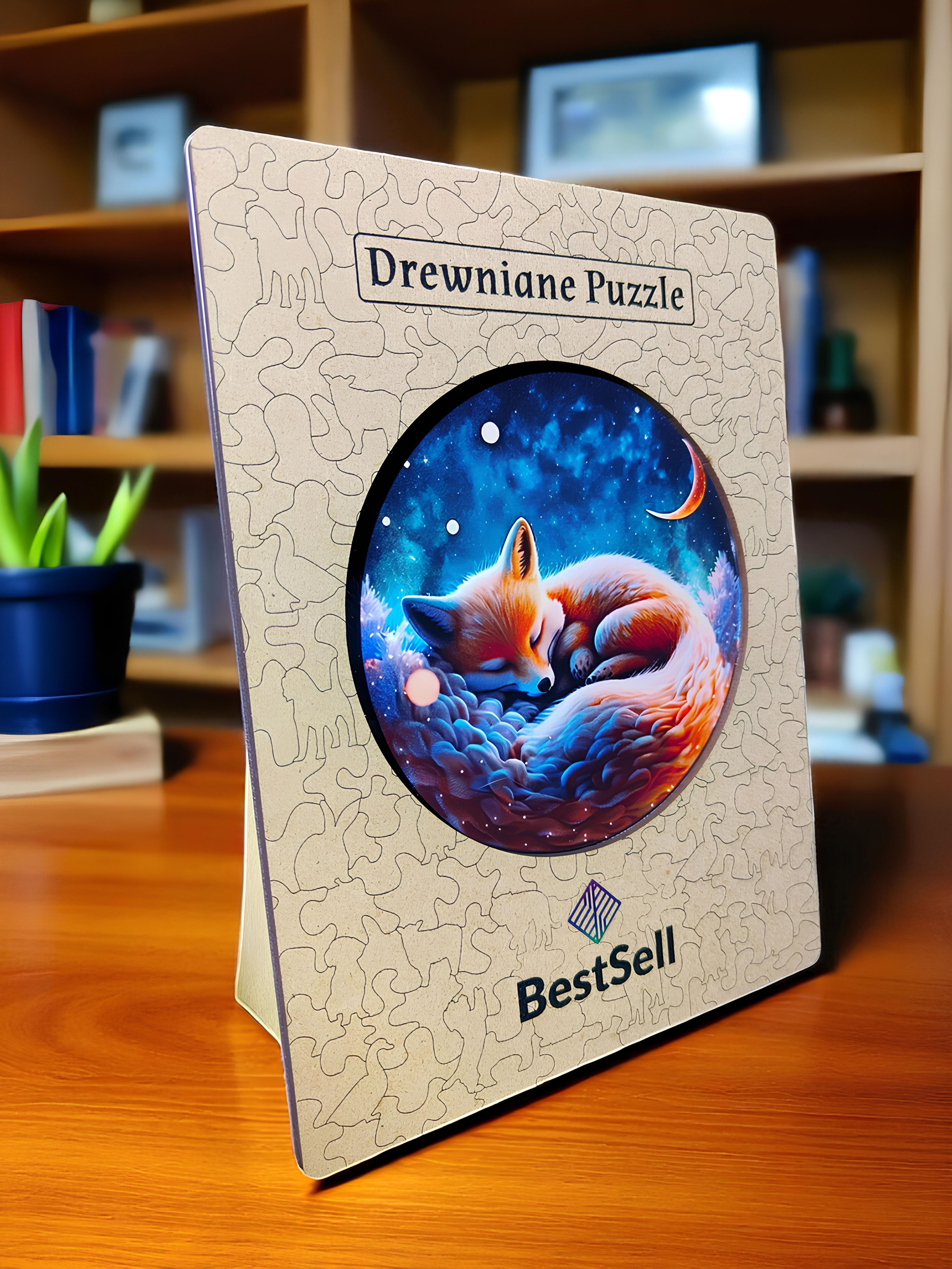 DREWNIANE PUZZLE BESTSELL UROCZY LIS LISEK - UKŁADANKA ZWIERZĘTA PUZZLE W KSZTAŁCIE ZWIERZĄT DLA DZIECI