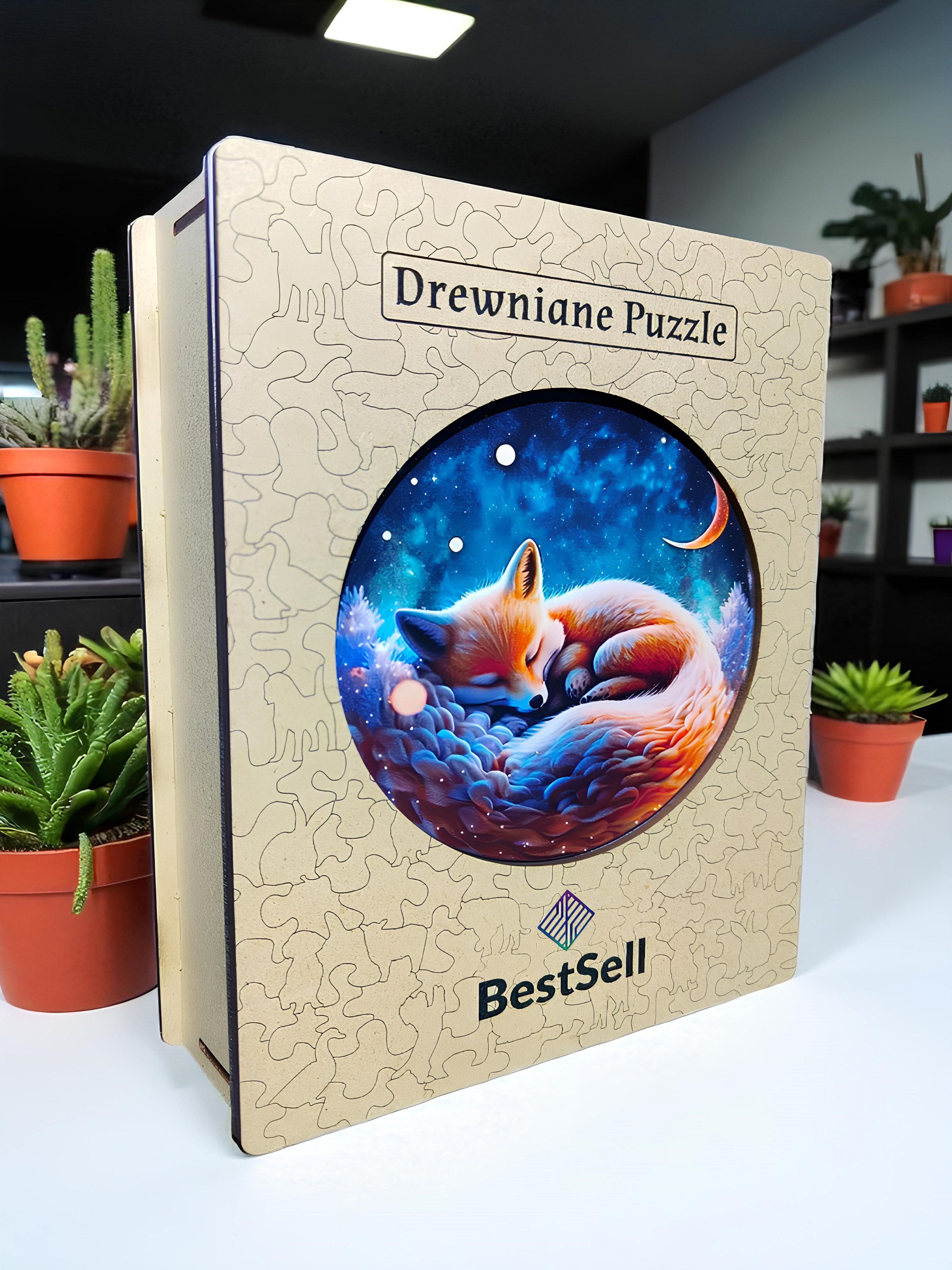 Puzzle Drewniane Śpiący Lisek