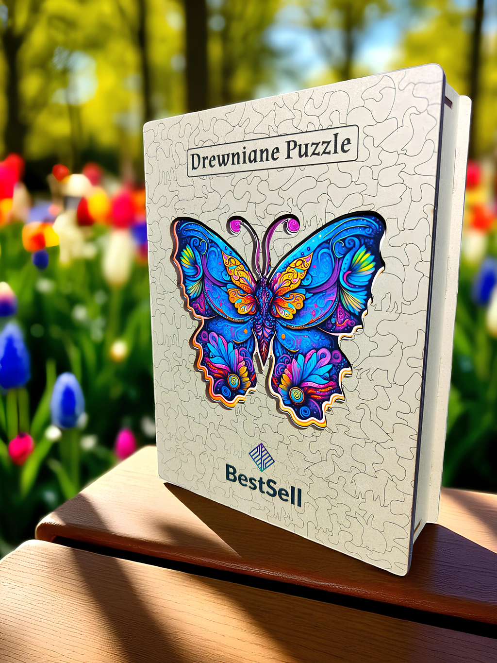 Puzzle Drewniane Niebieski Motyl