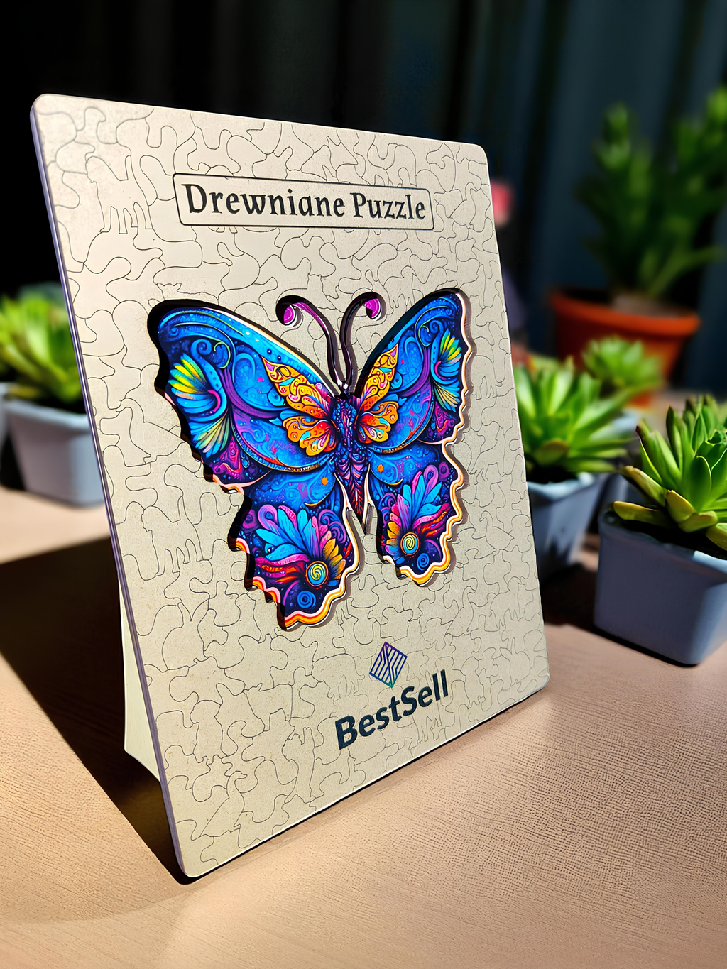 Puzzle Drewniane Niebieski Motyl